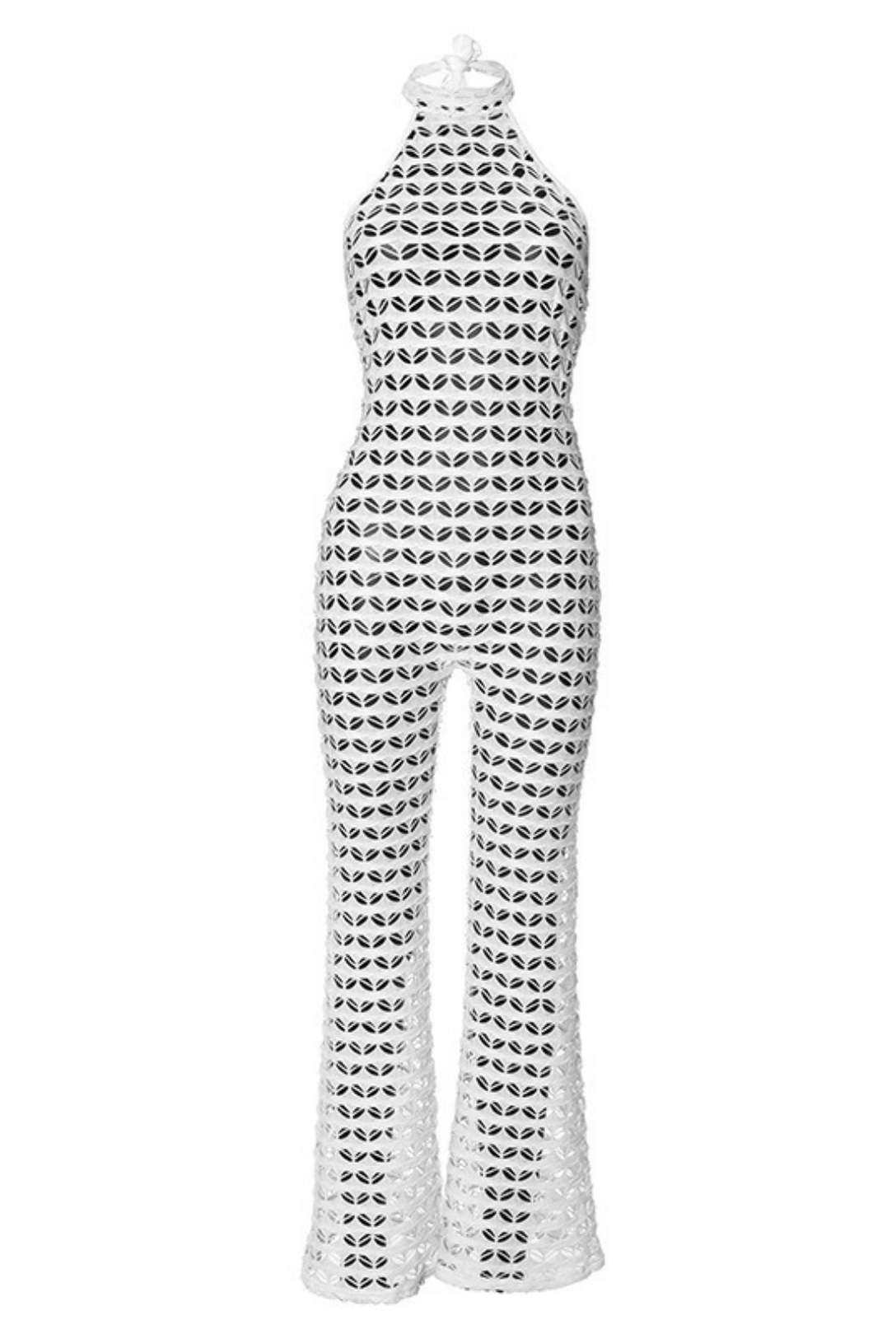 Sleeveless Halter Neck Backless Flared Jumpsuit