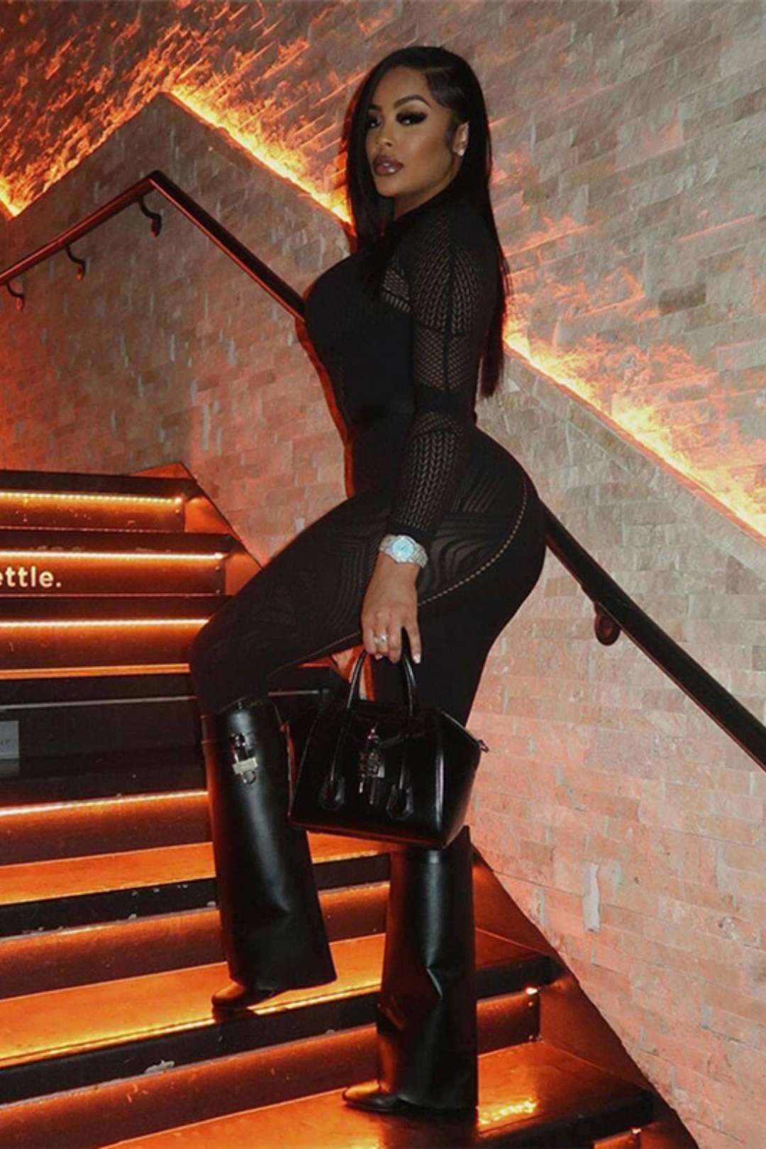 Sexy Hollow Jacquard Knitted High-waist Tight Jumpsuit