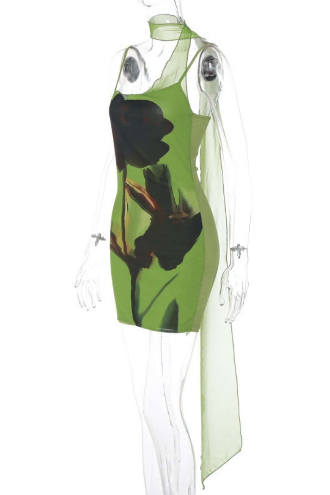 Fashion Print Sexy Backless Suspender Hip Dress