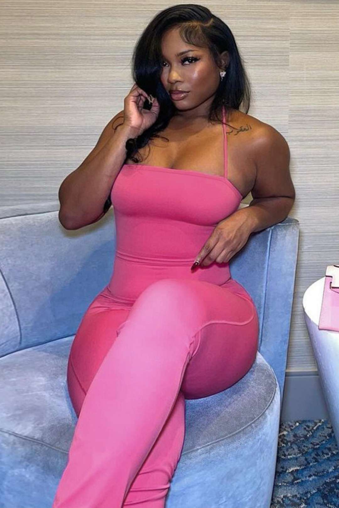 Sexy Backless Tube Top Halter Neck Solid Color Jumpsuit
