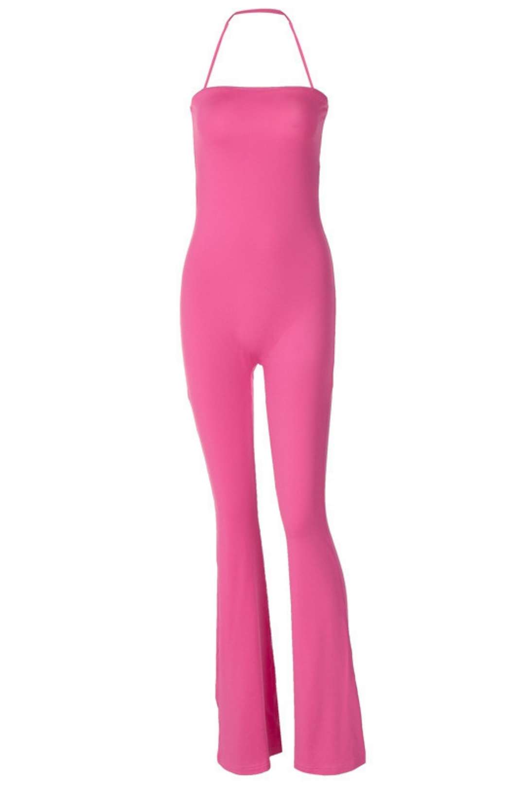 Sexy Backless Tube Top Halter Neck Solid Color Jumpsuit