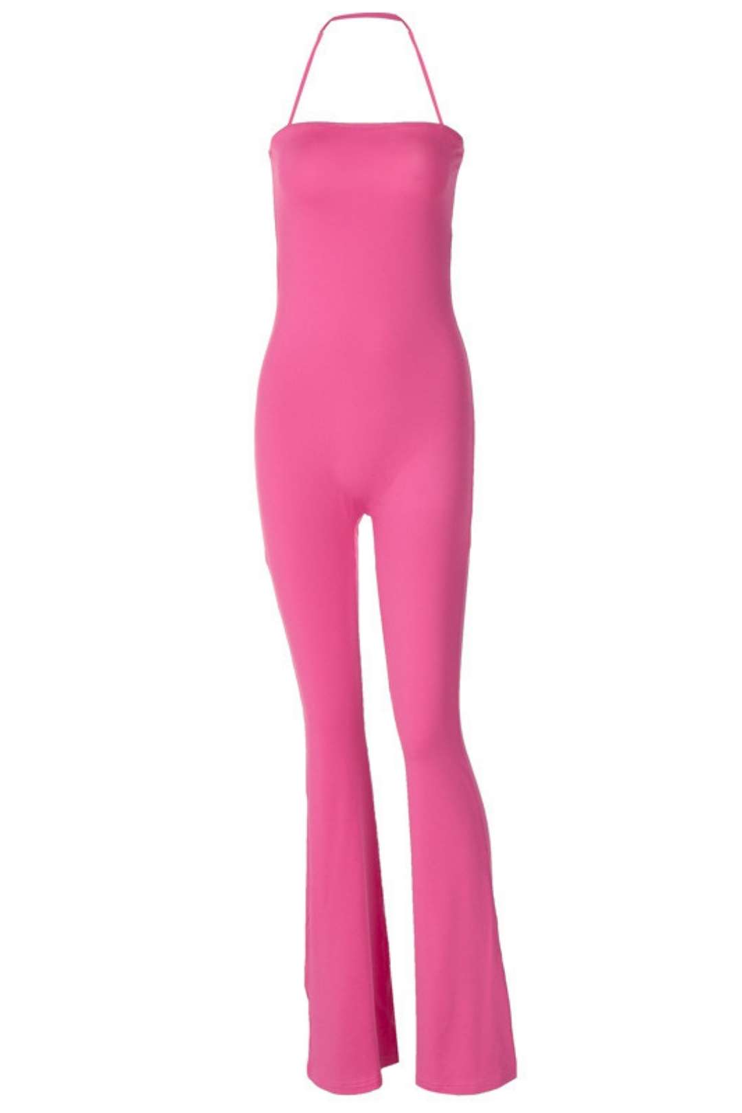 Sexy Backless Tube Top Halter Neck Solid Color Jumpsuit