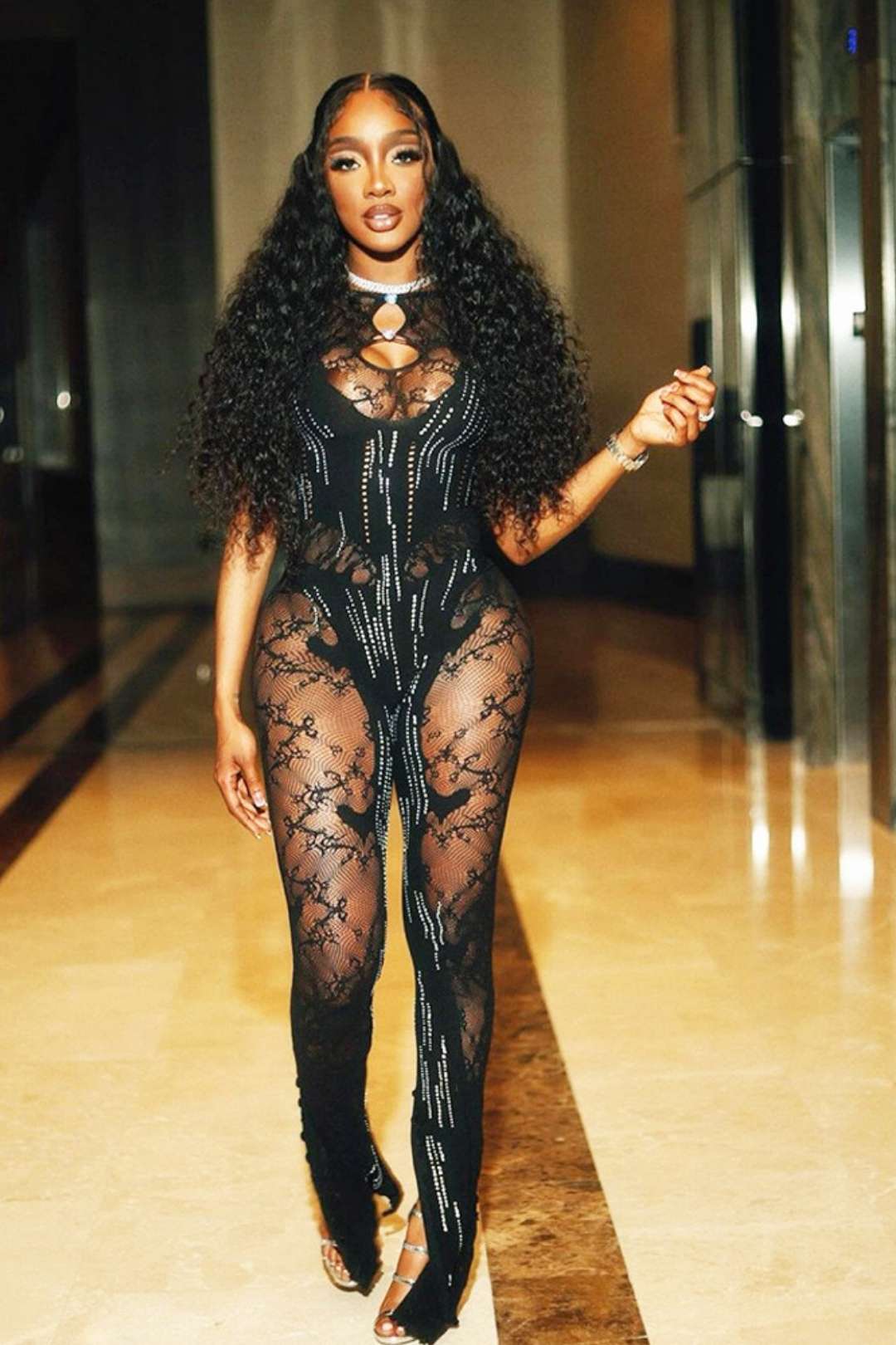 Diamond Round Neck One-piece Jumpsuit