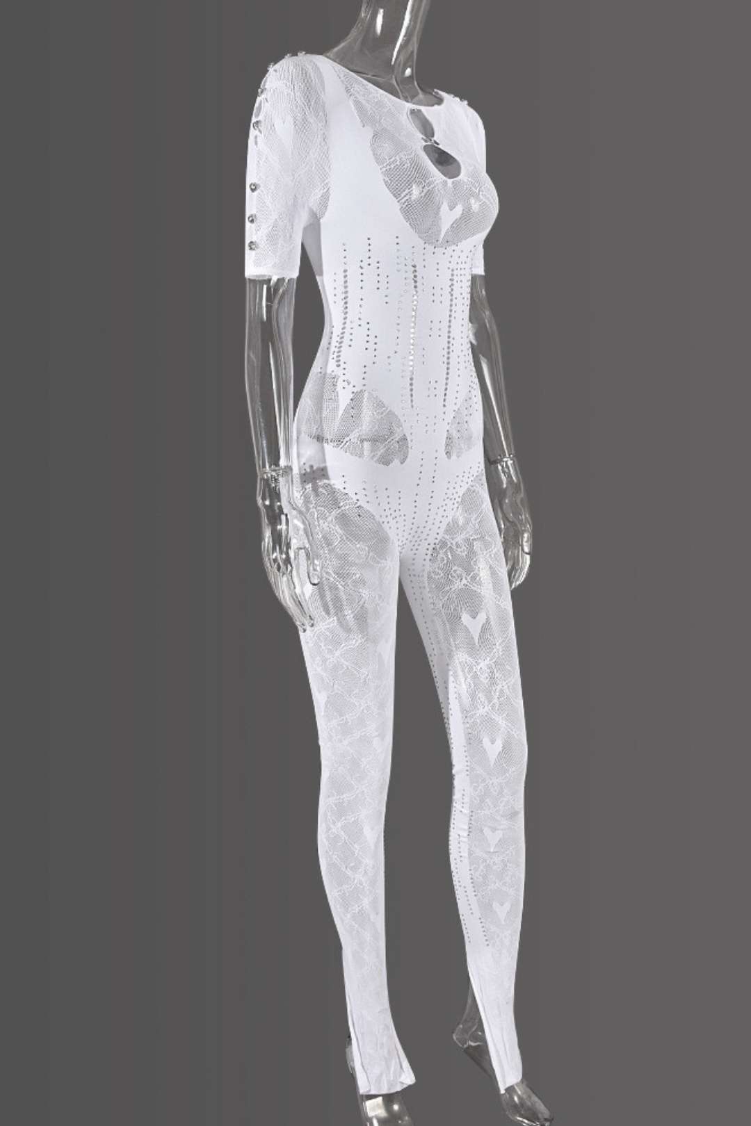 Diamond Round Neck One-piece Jumpsuit