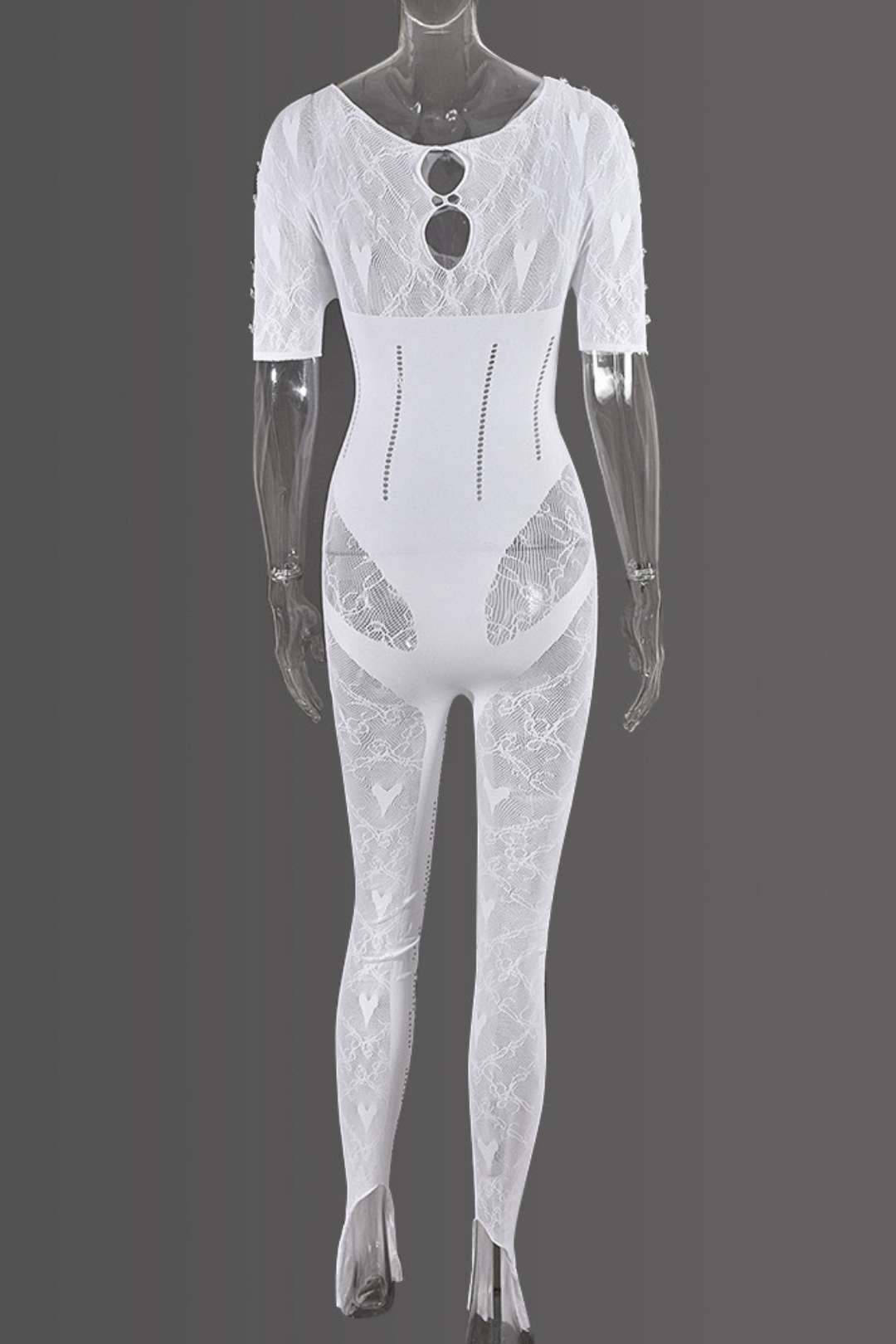 Diamond Round Neck One-piece Jumpsuit