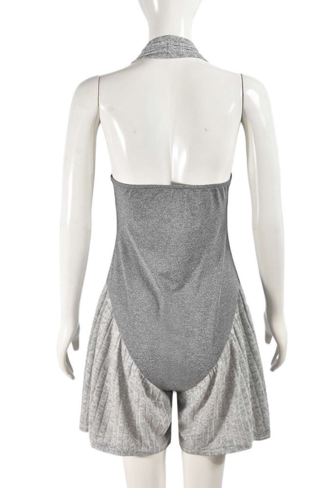 Backless Sleeveless Stitching Contrasting Zipper Romper