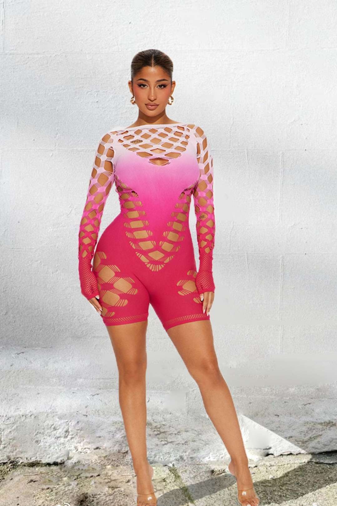 Tie-dye Gradient Color One-piece Romper