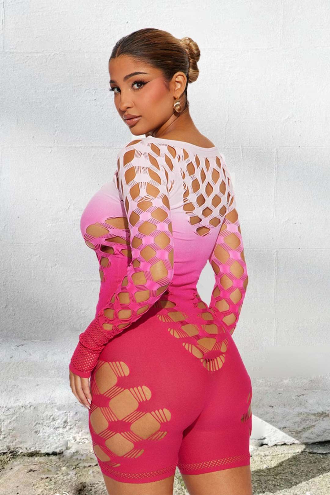 Tie-dye Gradient Color One-piece Romper