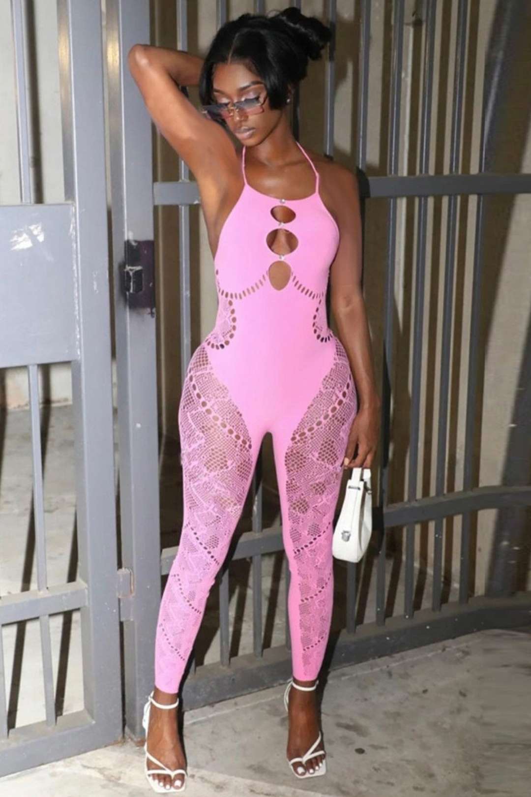 Backless Hollow Lace One-piece Jumpsuit