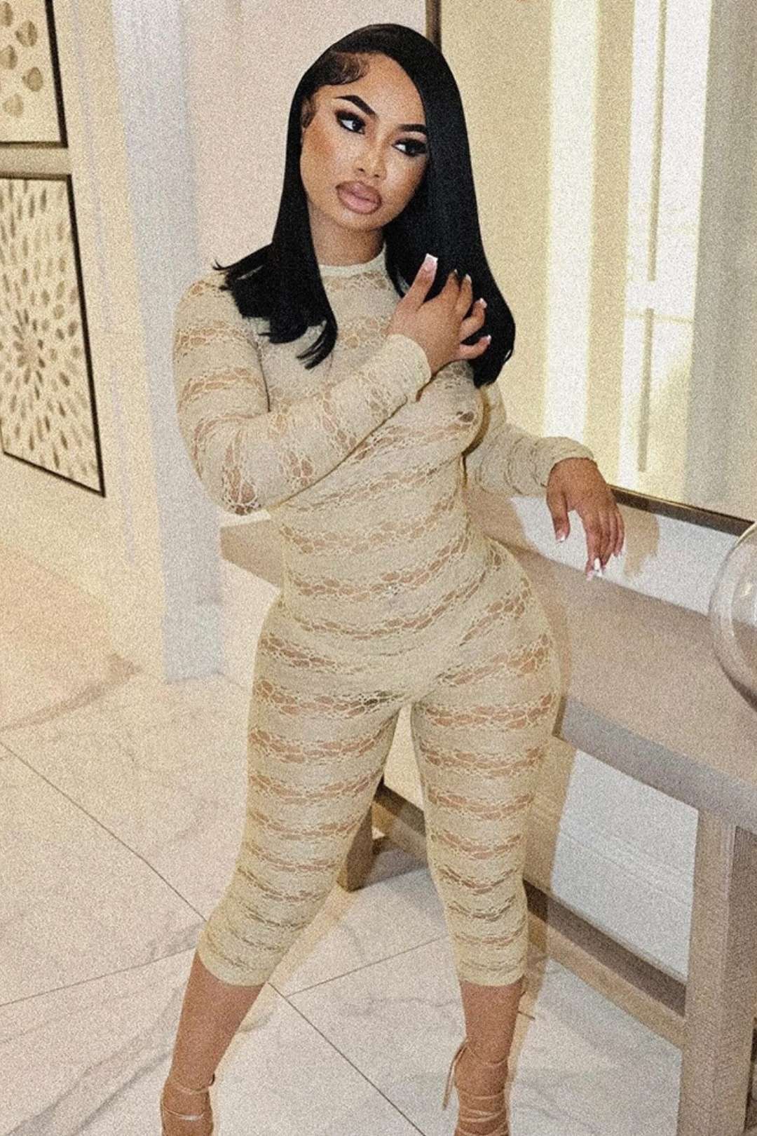 Backless Long Sleeve Cropped Pants Jumpsuit