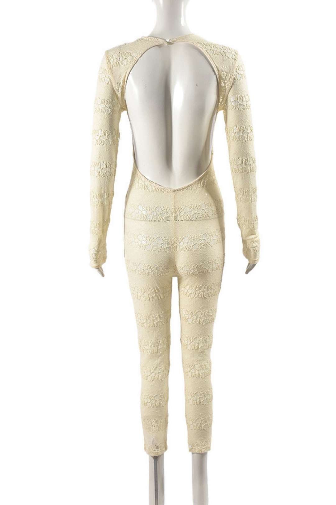 Backless Long Sleeve Cropped Pants Jumpsuit