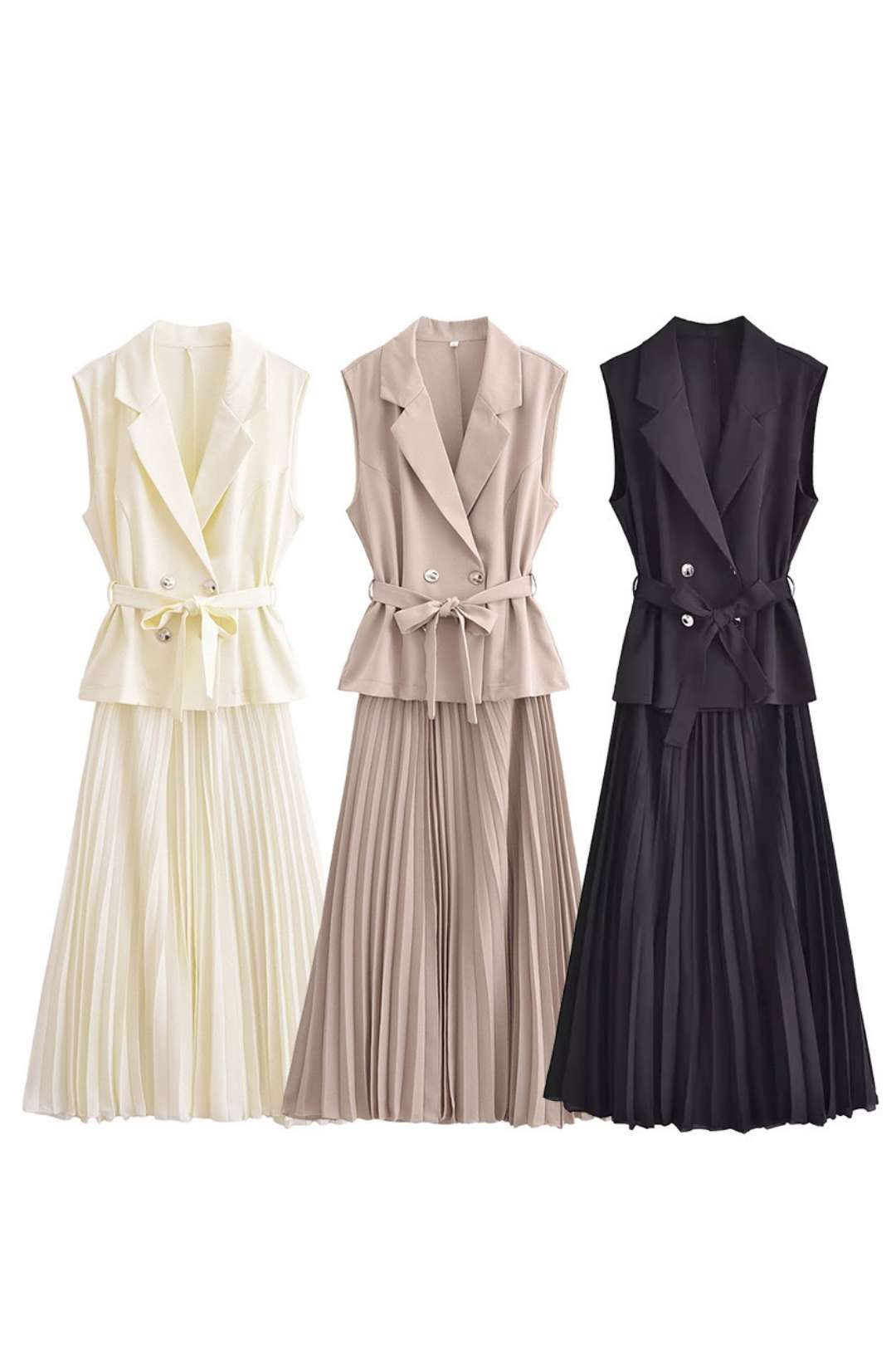 American Style Small Pleated Vest Dress