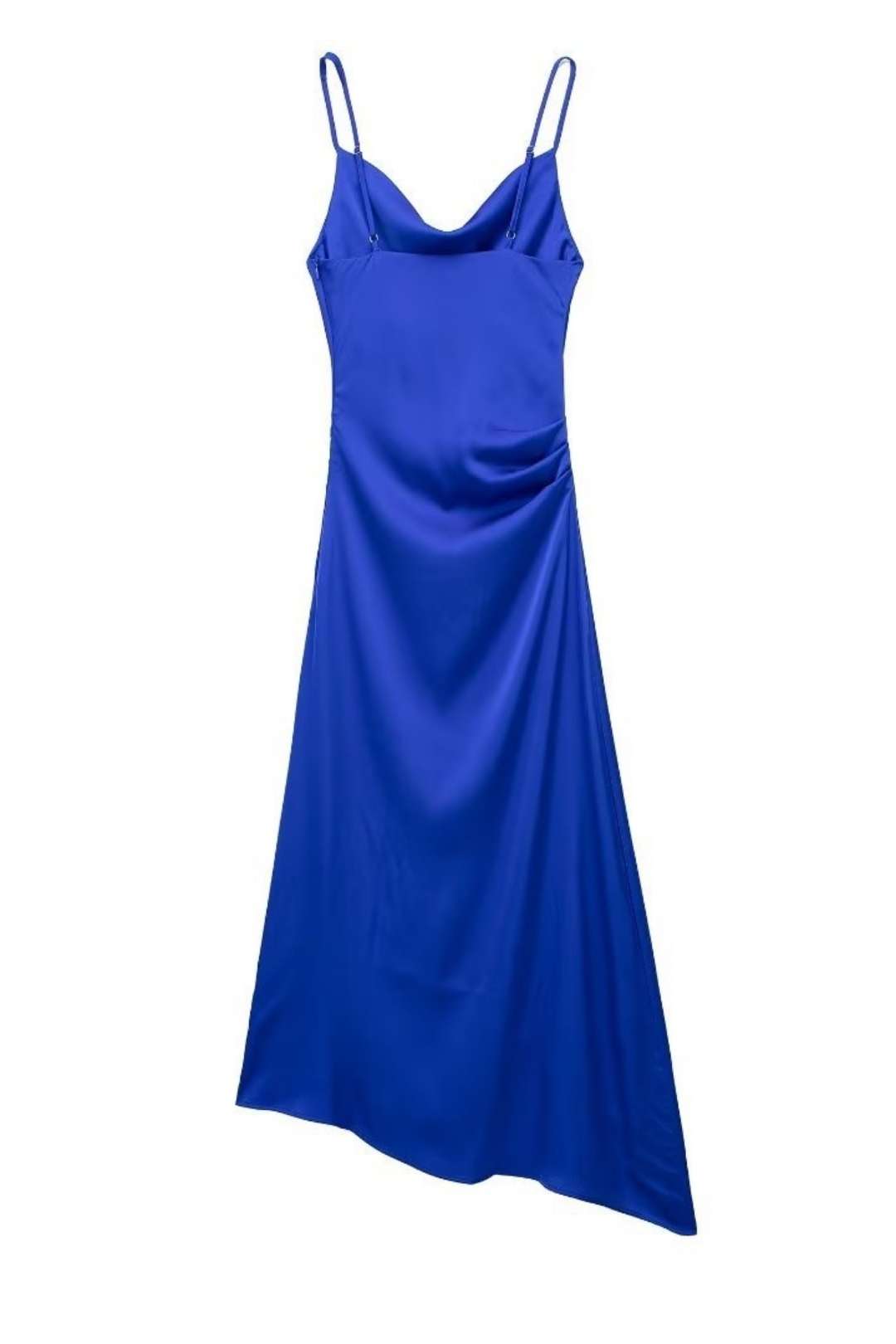 Silk Satin Texture Cowl Collar Midi Dress