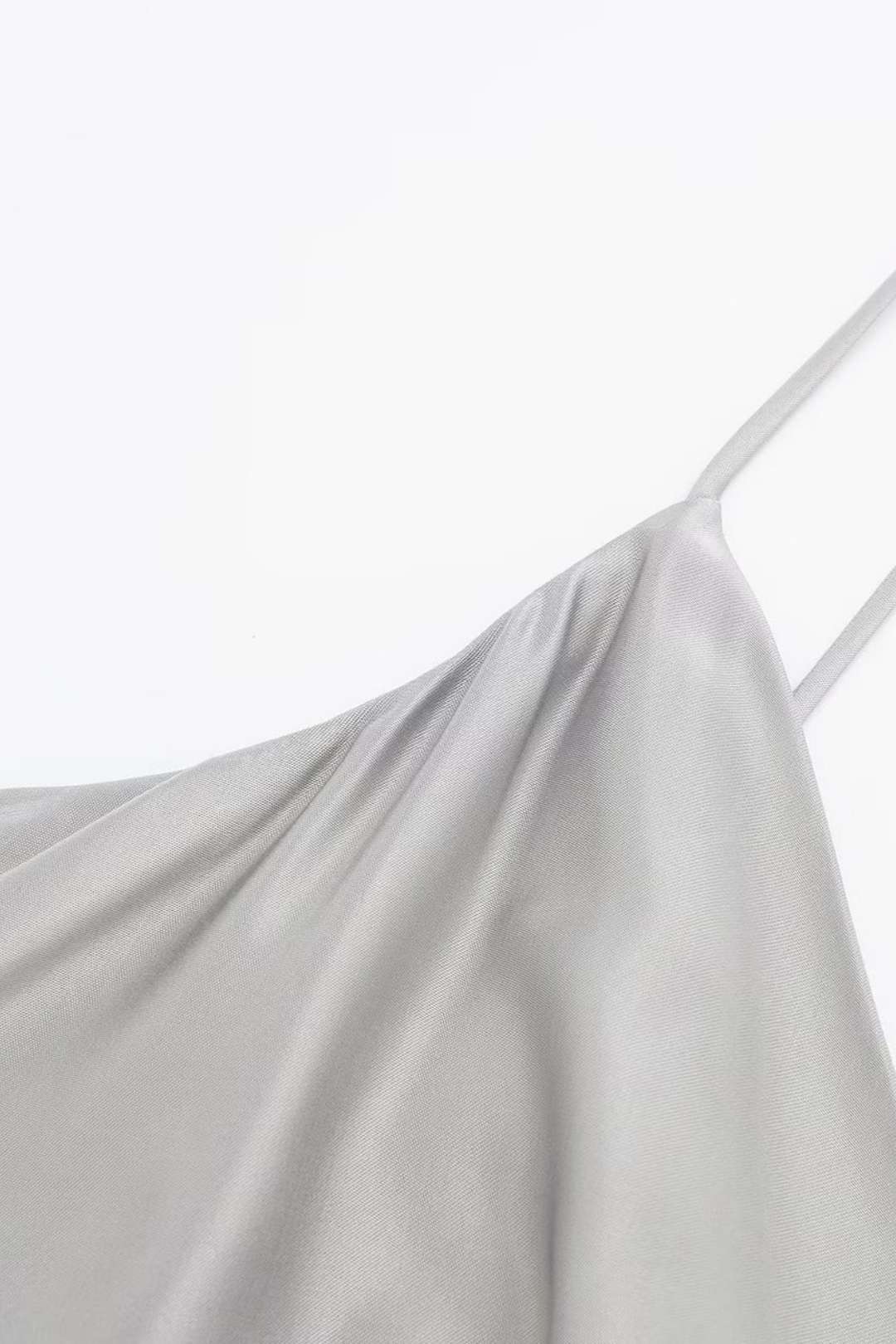 Silk Satin Texture Cowl Collar Midi Dress