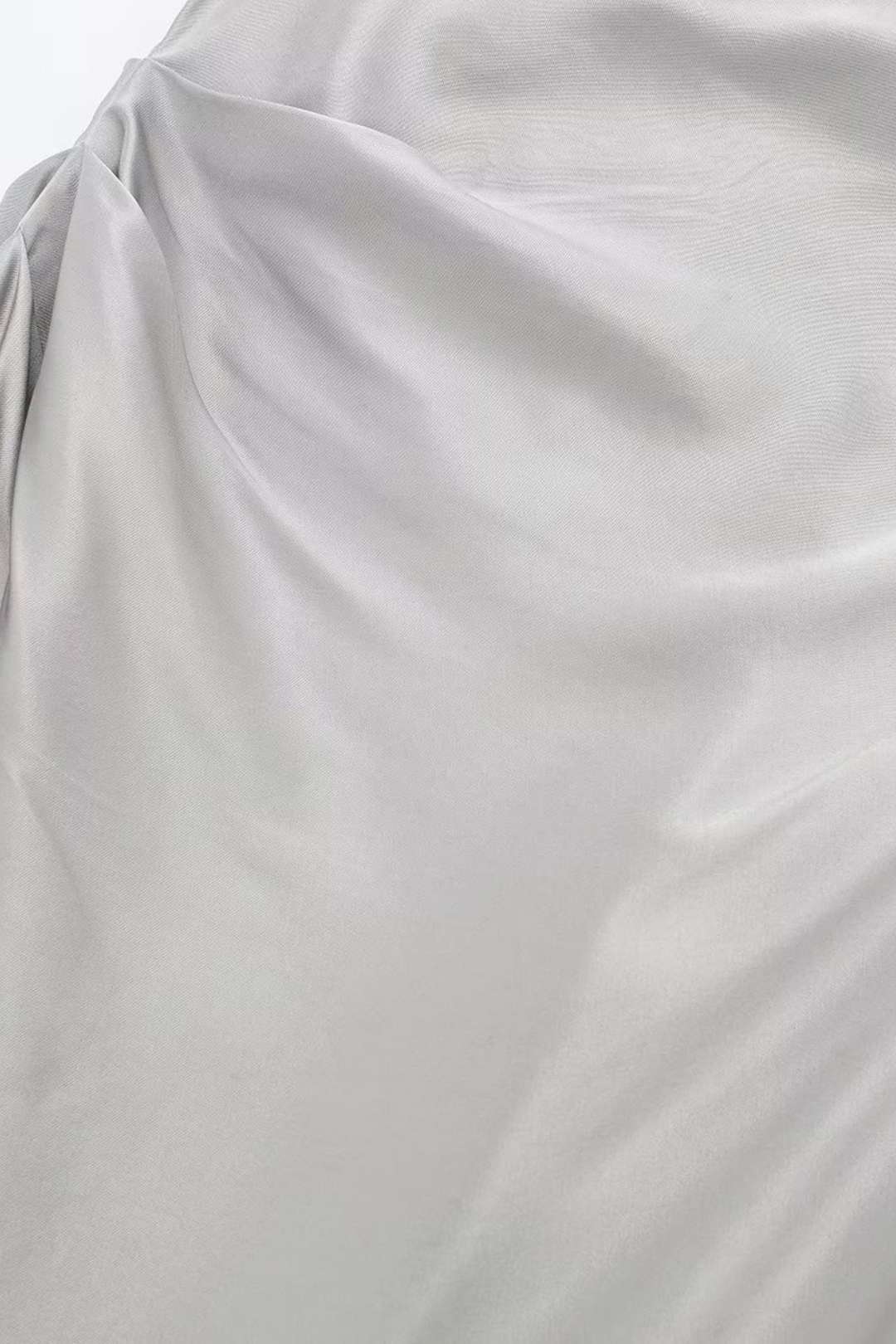 Silk Satin Texture Cowl Collar Midi Dress