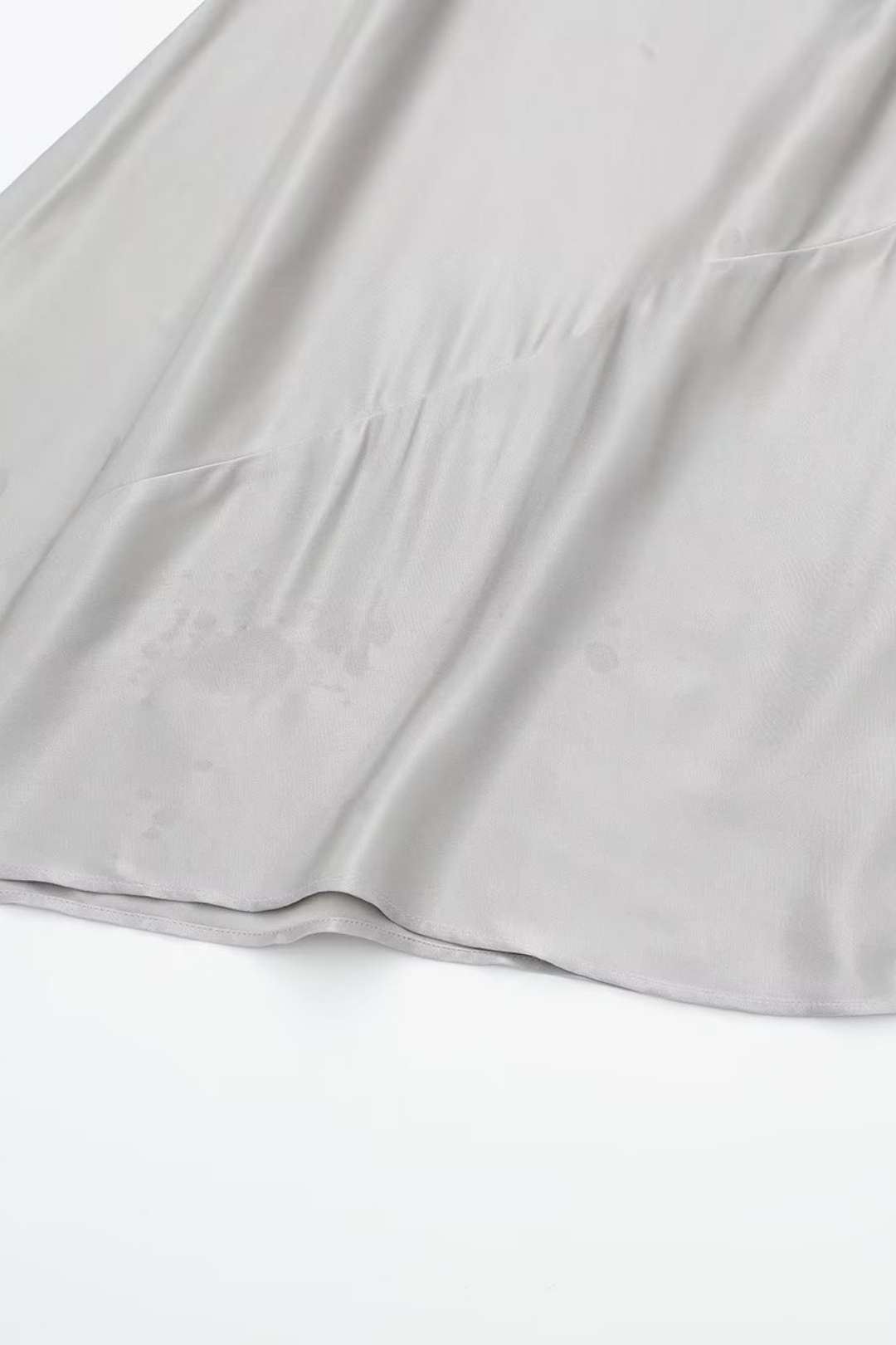 Silk Satin Texture Cowl Collar Midi Dress