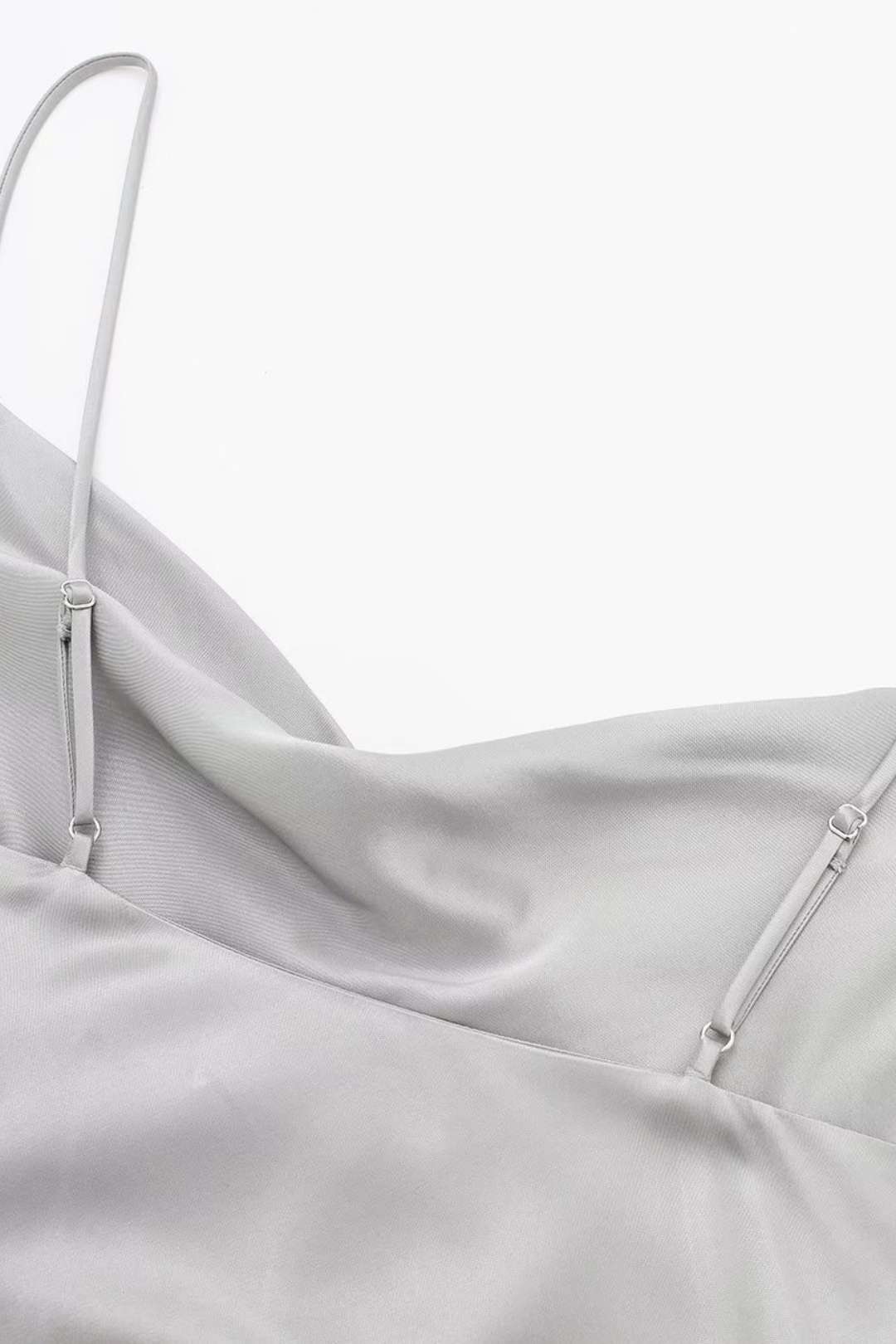 Silk Satin Texture Cowl Collar Midi Dress