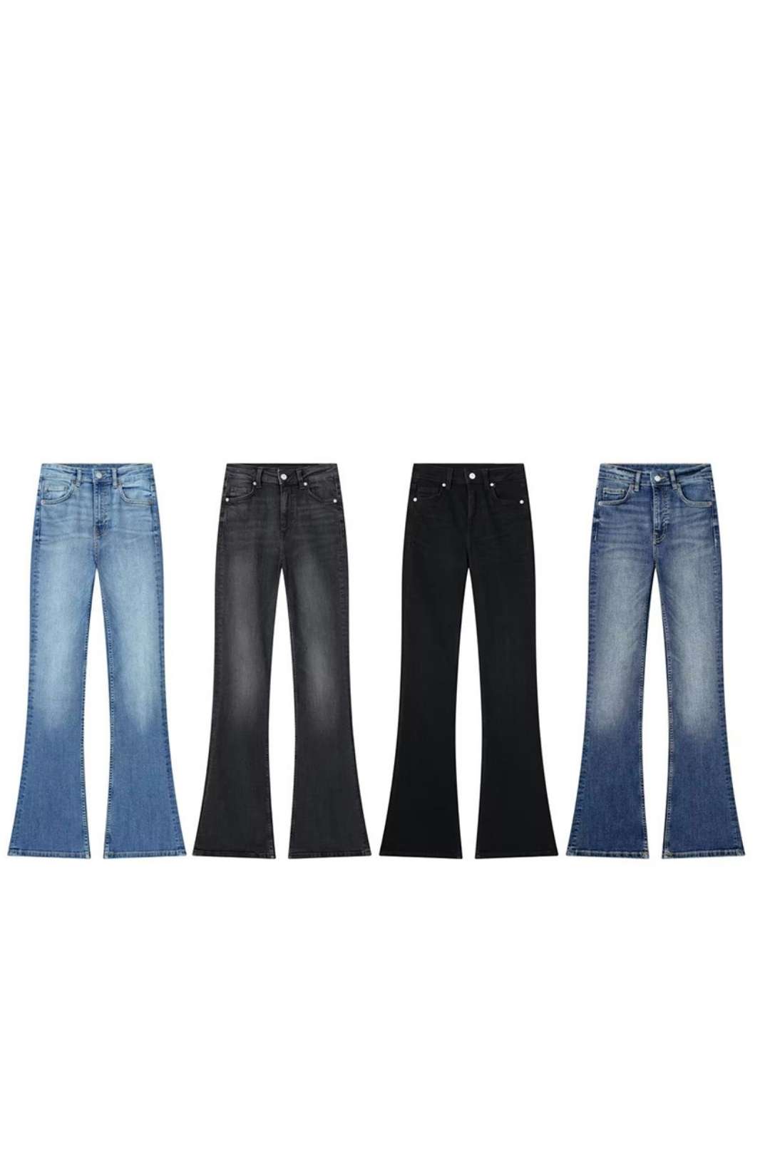 Versatile Mid-waist Long Flared Jeans