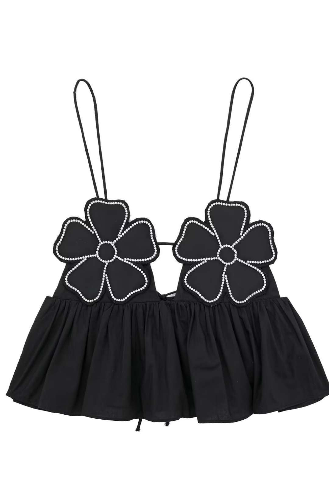 Bright Flower Decorated Poplin Suspender Top