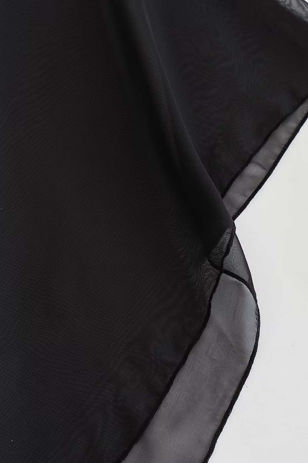 Asymmetric Tulle Cape Jacket