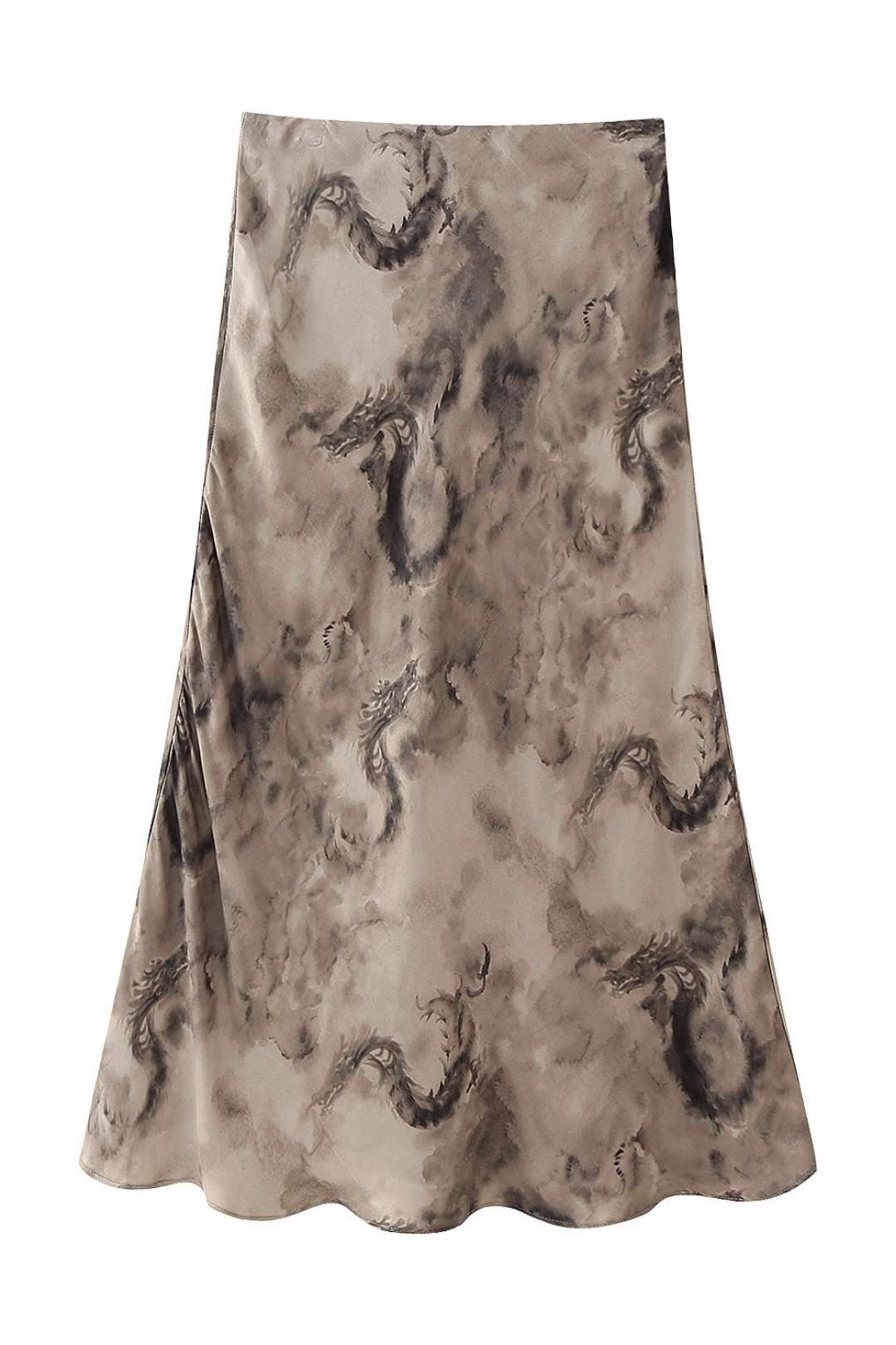 Versatile Silk Satin Texture Midi Skirt