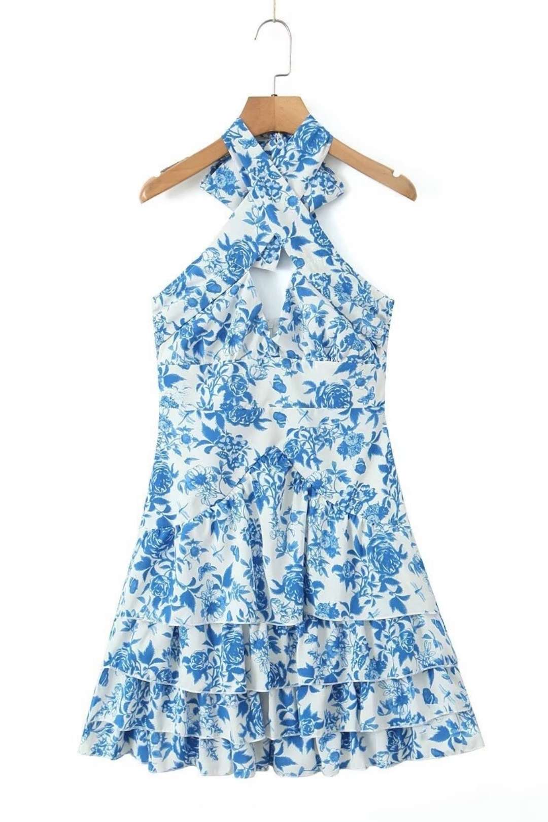 Printed Halter Neck Sleeveless Dress