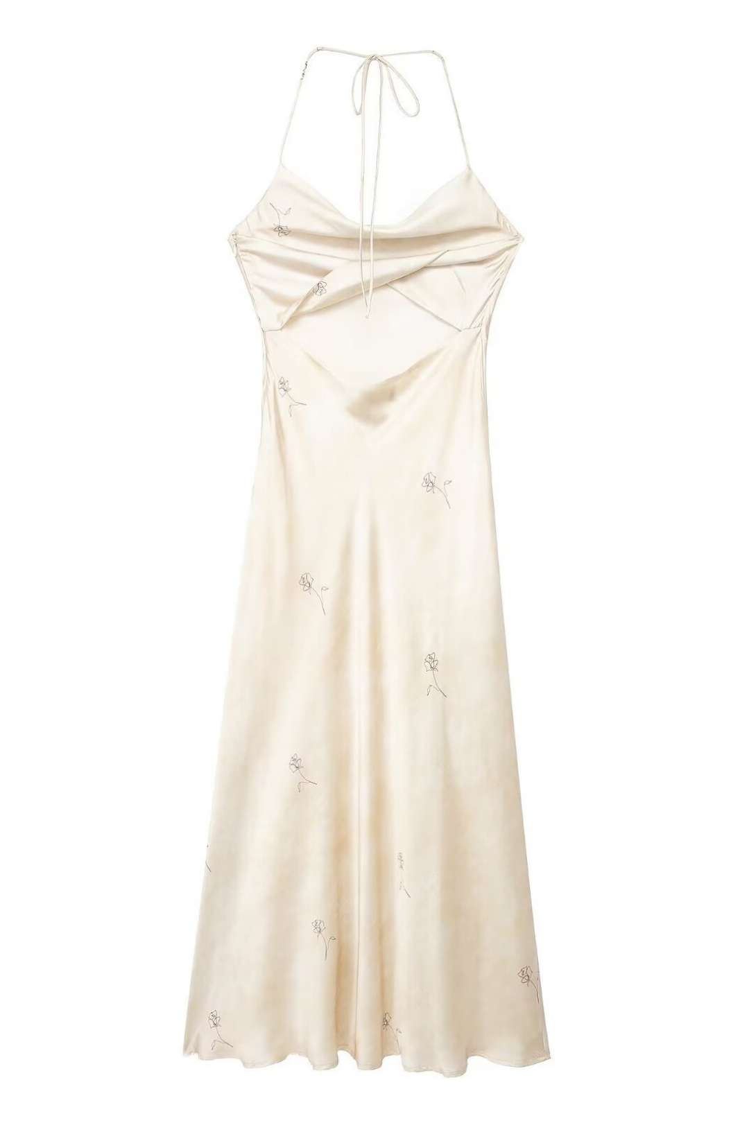 Silk Satin Texture Printed Dress