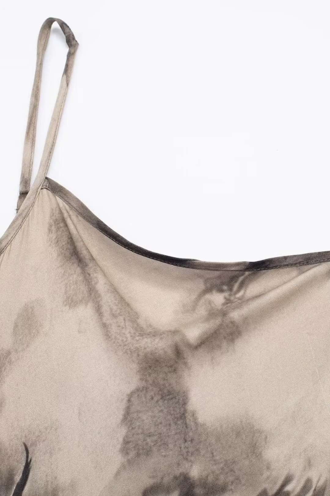 Layered Decorative Printed Silk Satin Texture Dress