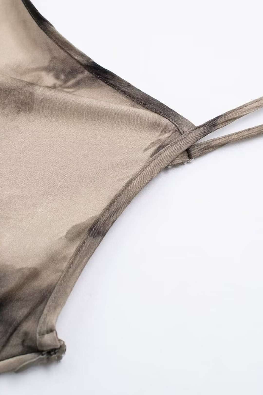 Layered Decorative Printed Silk Satin Texture Dress