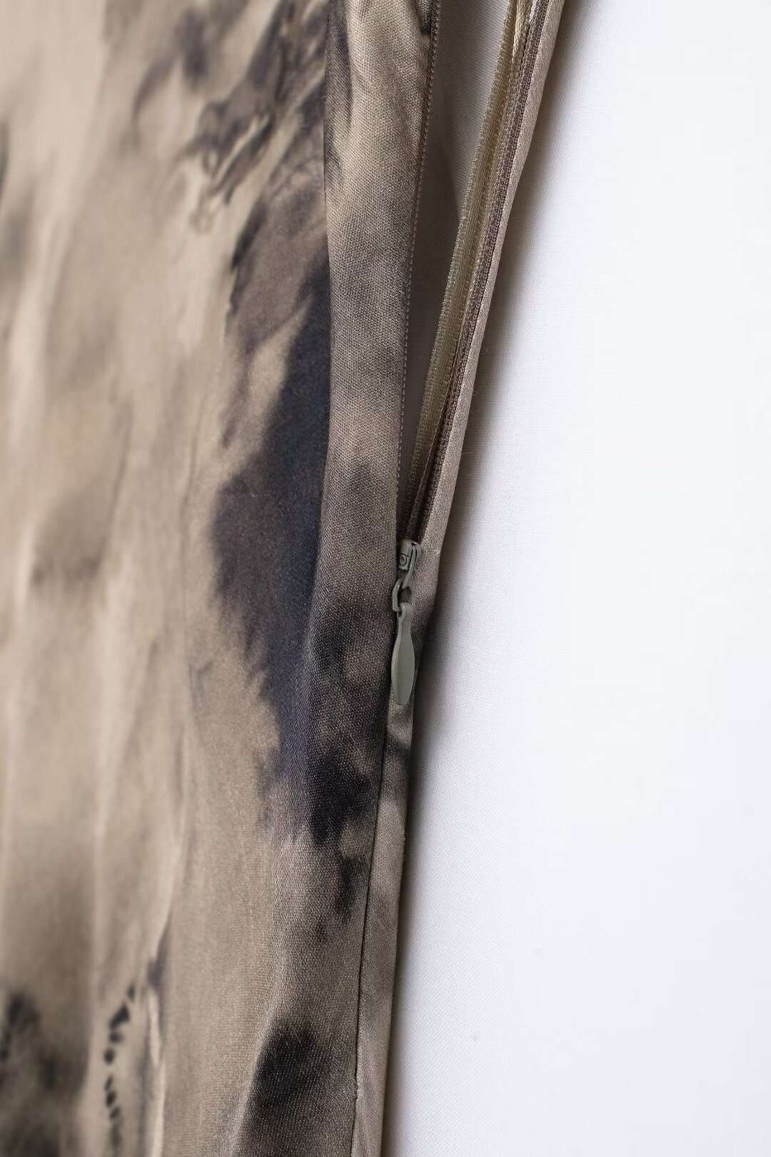 Layered Decorative Printed Silk Satin Texture Dress