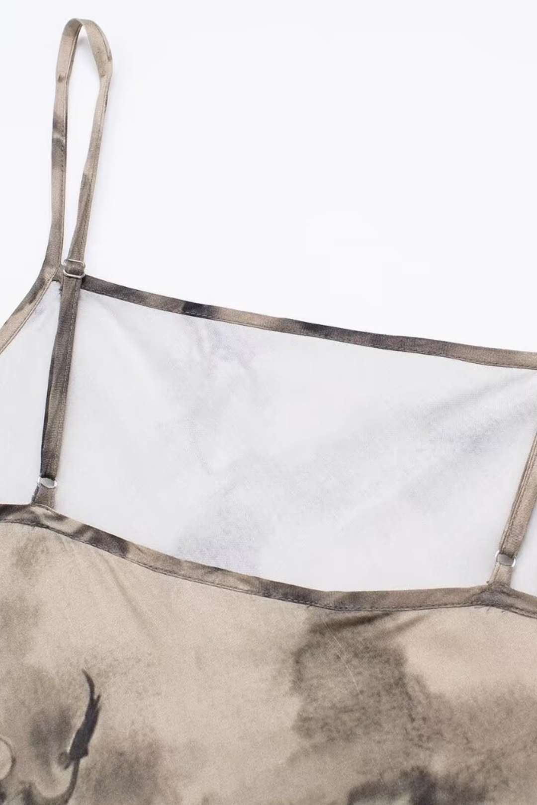 Layered Decorative Printed Silk Satin Texture Dress