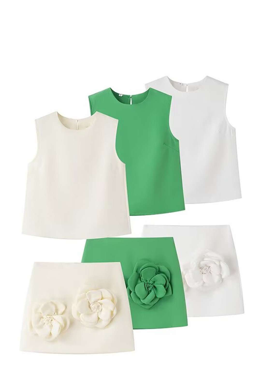 Sleeveless Vest Tops And Skirts Two-piece Set