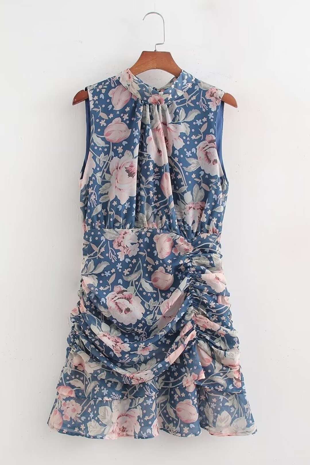 Floral Pleated Sleeveless Dress