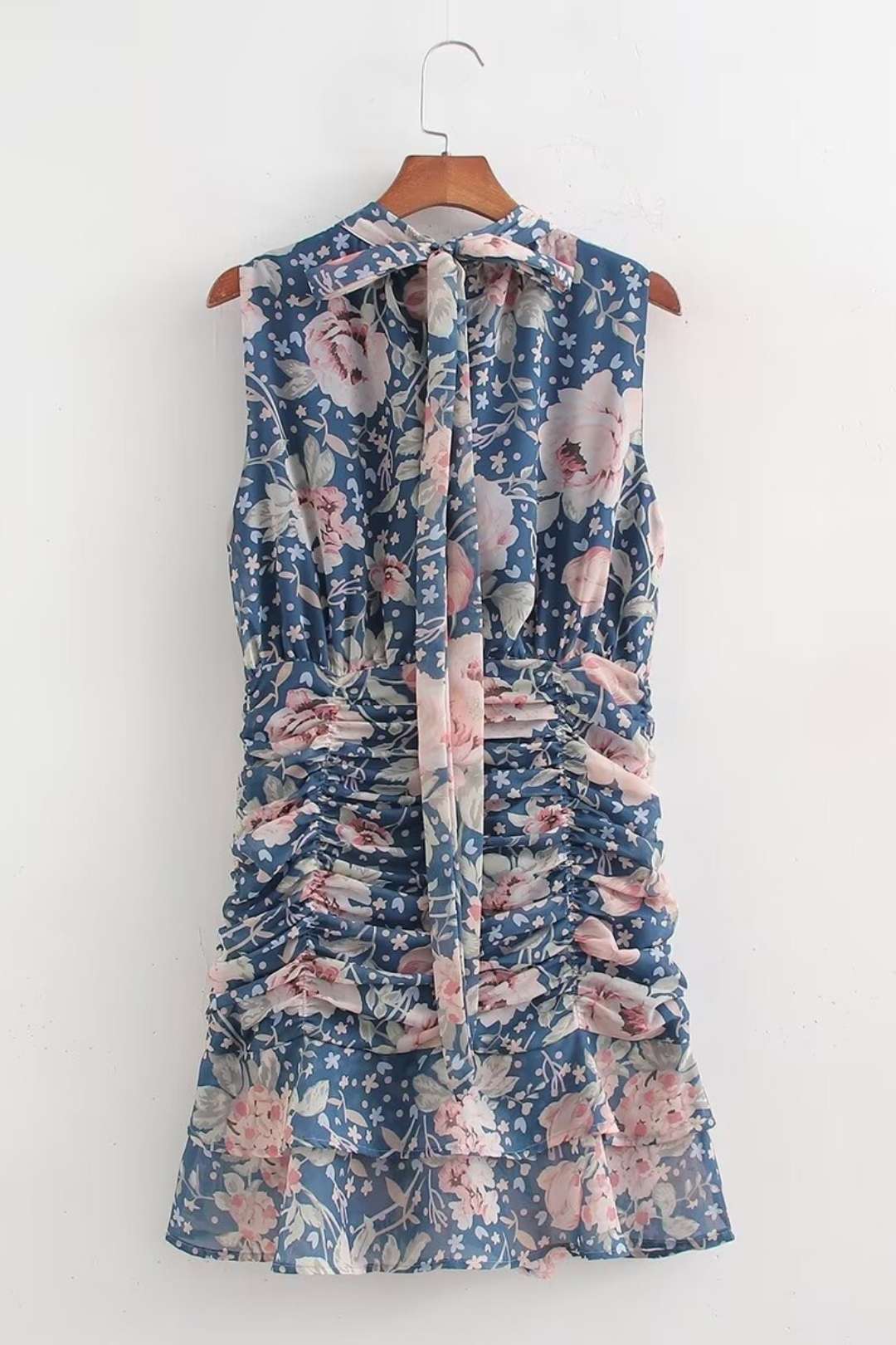 Floral Pleated Sleeveless Dress