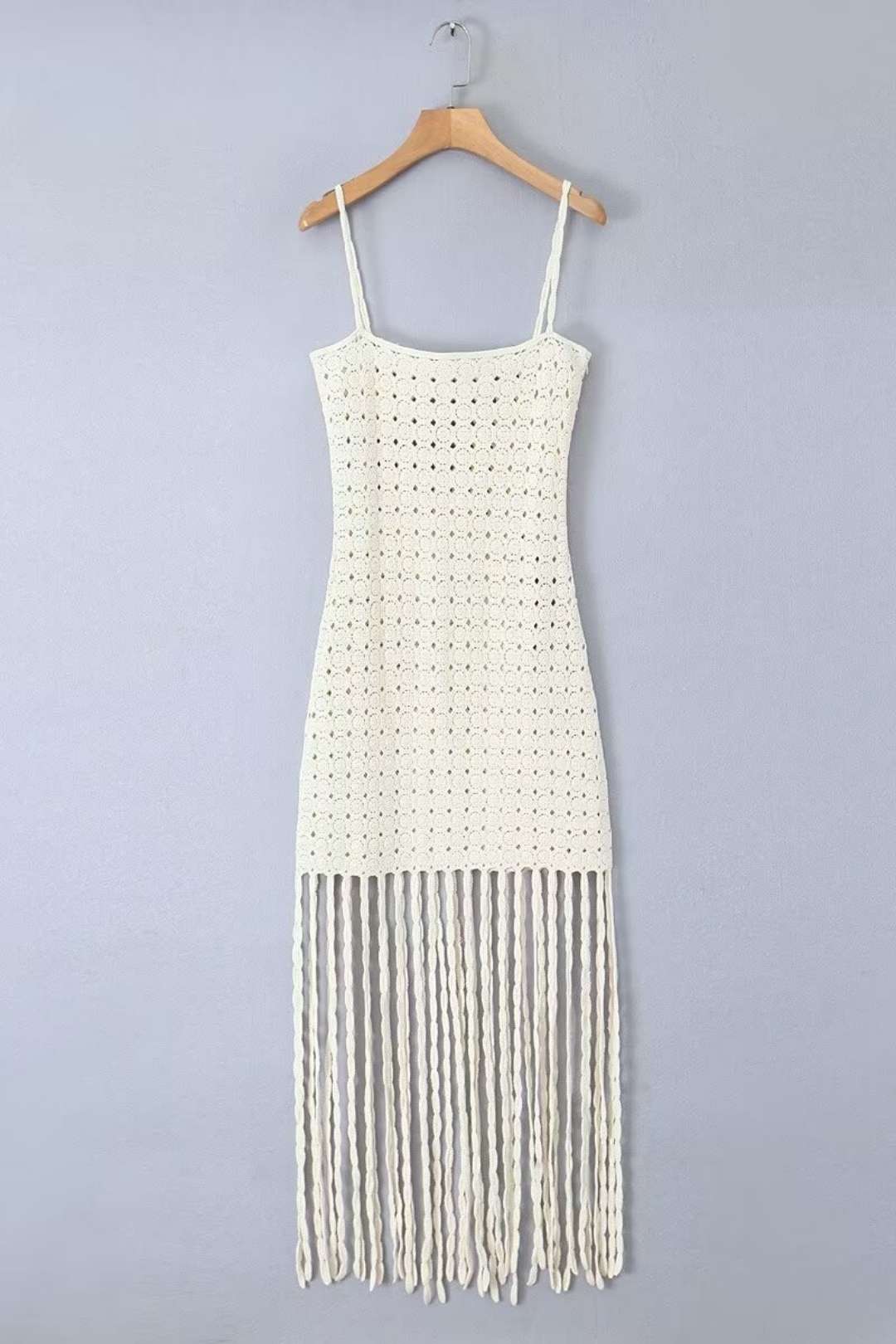 Casual Tassel Crochet Suspender Dress