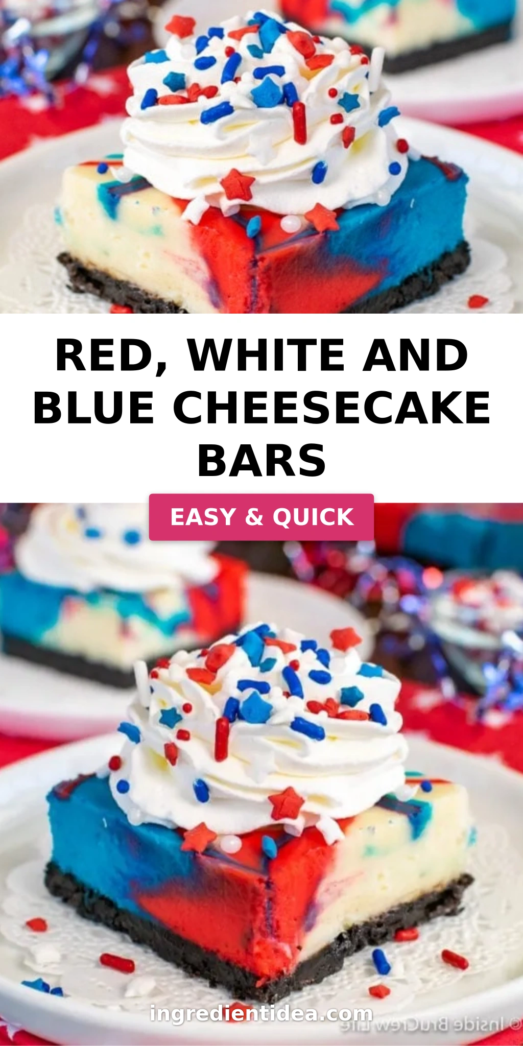 Red, White and Blue Cheesecake Bars