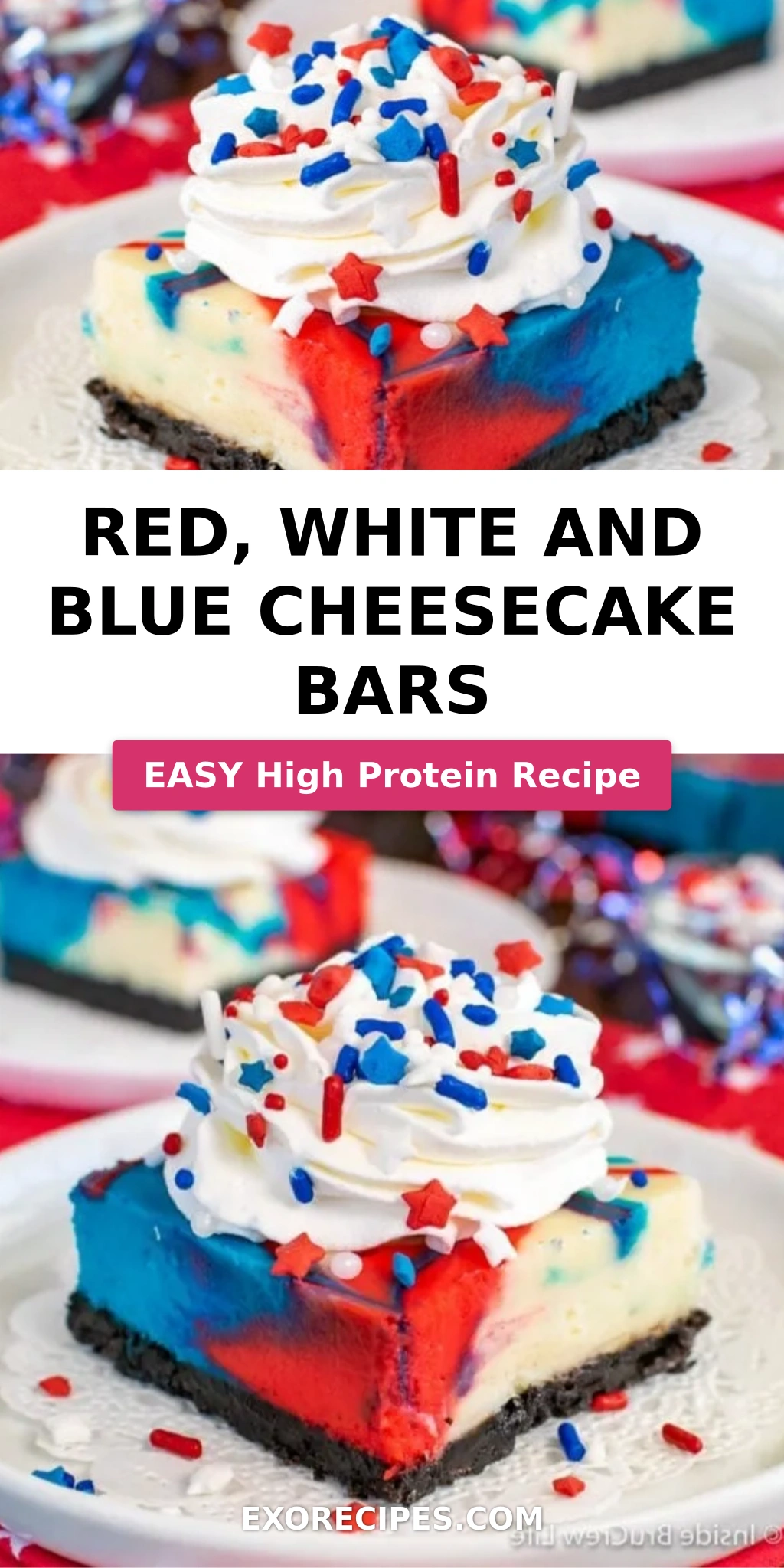 Red, White and Blue Cheesecake Bars
