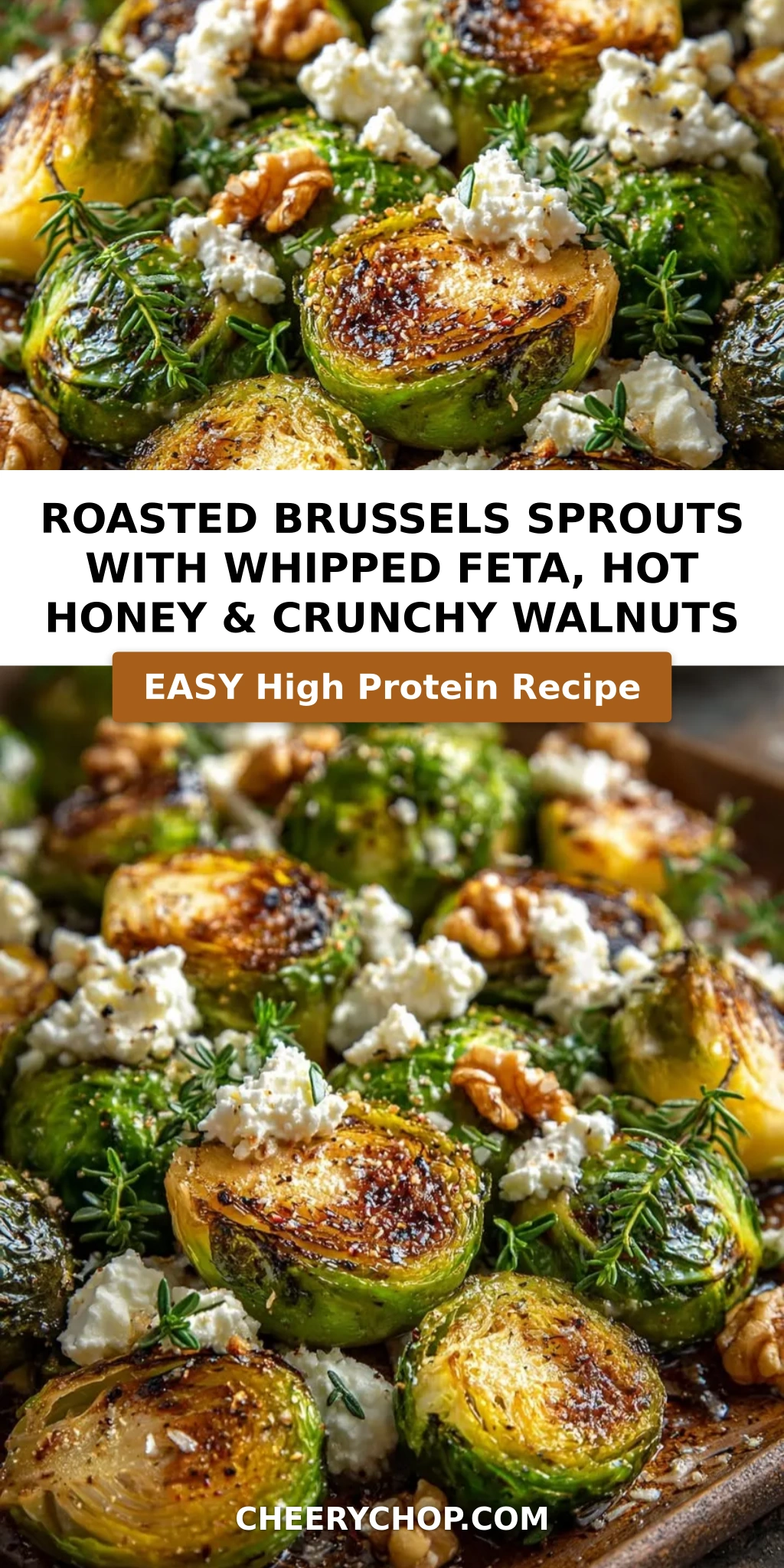 Roasted Brussels Sprouts with Whipped Feta, Hot Honey & Crunchy Walnuts
