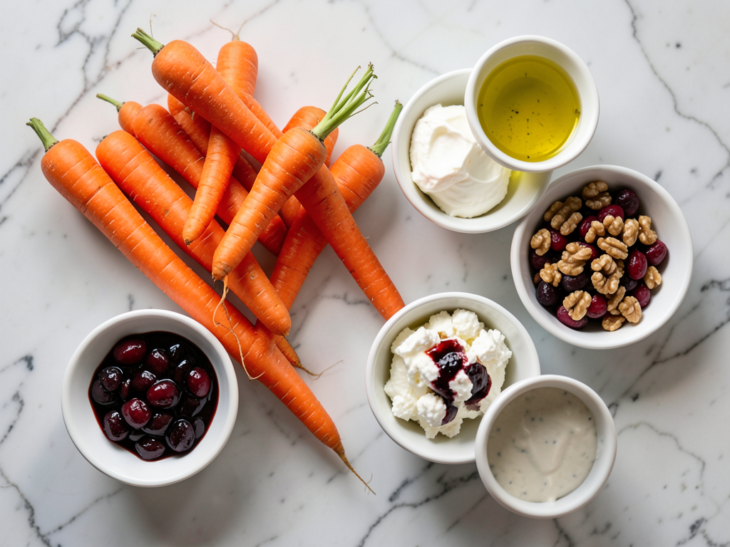 Roasted Carrots with Whipped Feta, Balsamic-Glazed Cranberries & Crunchy Walnuts