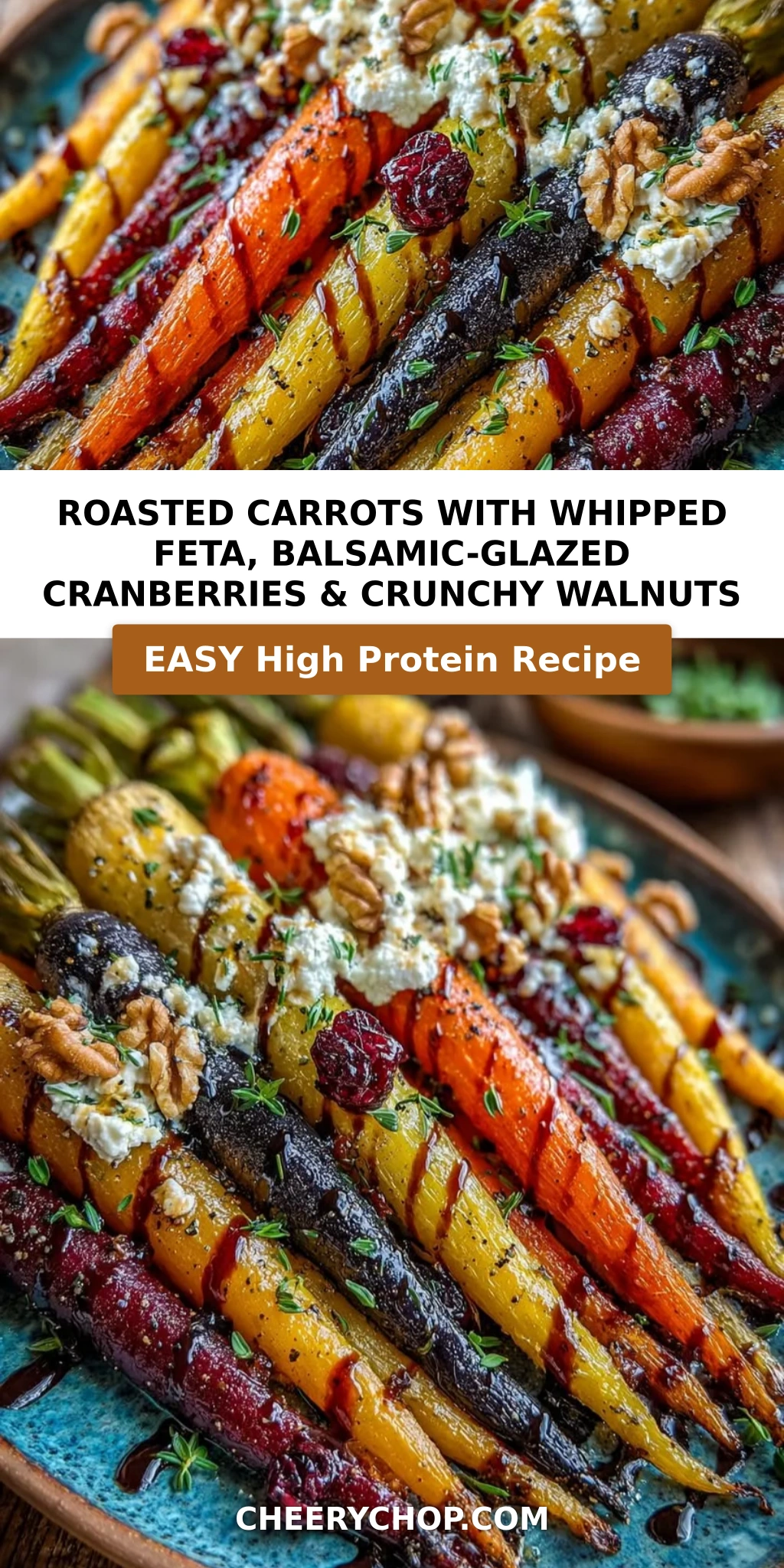 Roasted Carrots with Whipped Feta, Balsamic-Glazed Cranberries & Crunchy Walnuts