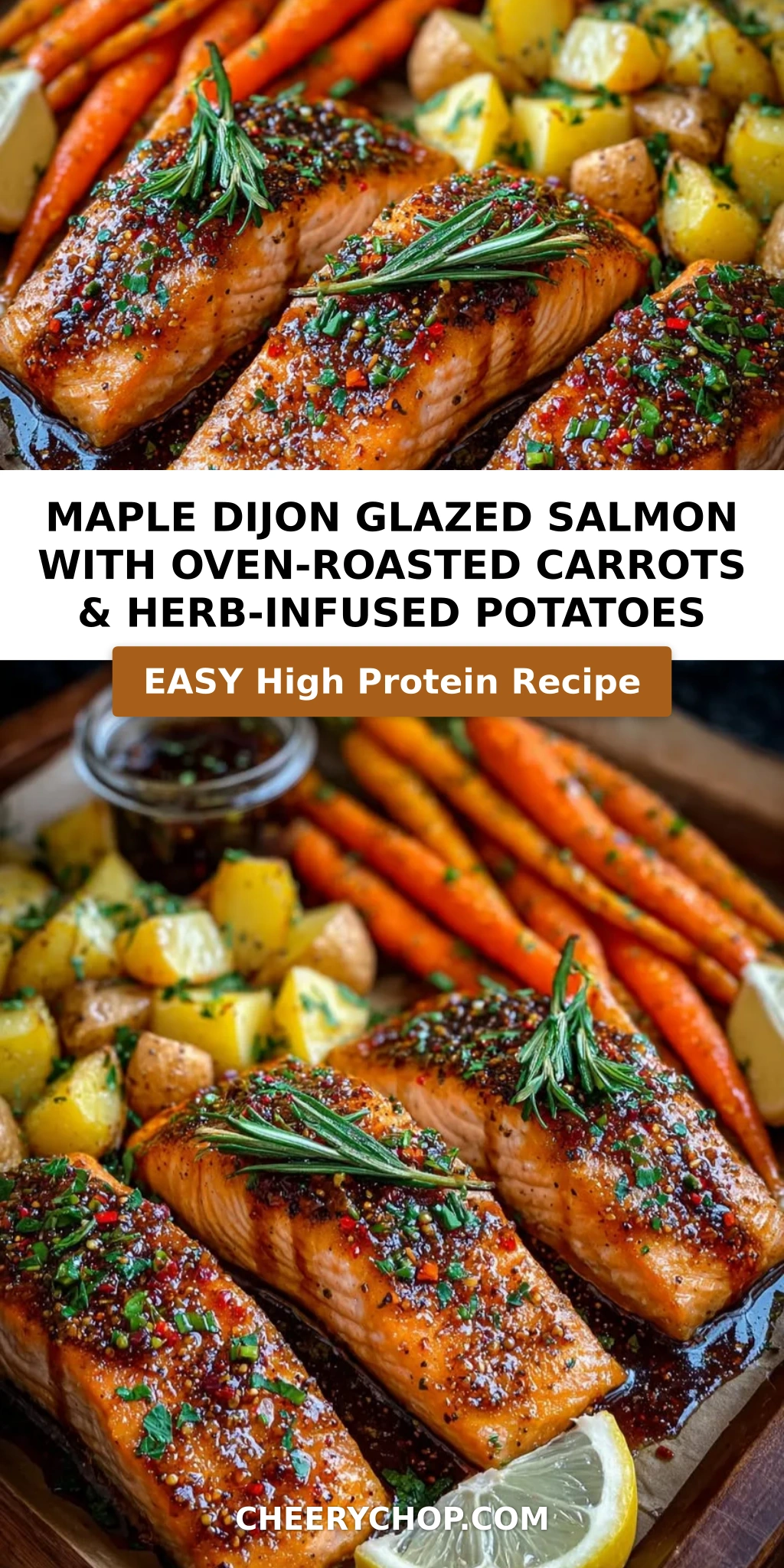Maple Dijon Glazed Salmon with Oven-Roasted Carrots & Herb-Infused Potatoes