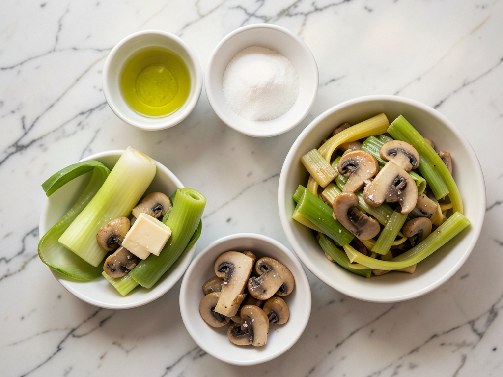 Caramelized Leek and Mushroom Gruyere Pasta