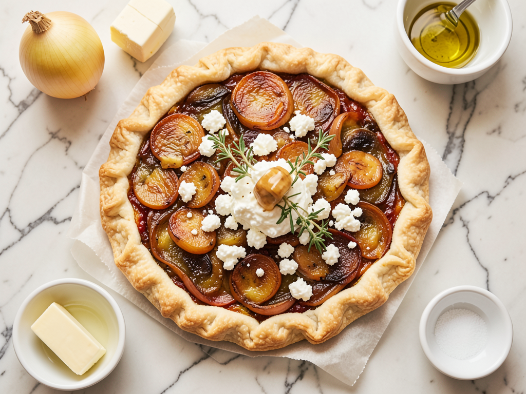 Caramelized Onion Galette with Whipped Feta and Thyme Honey