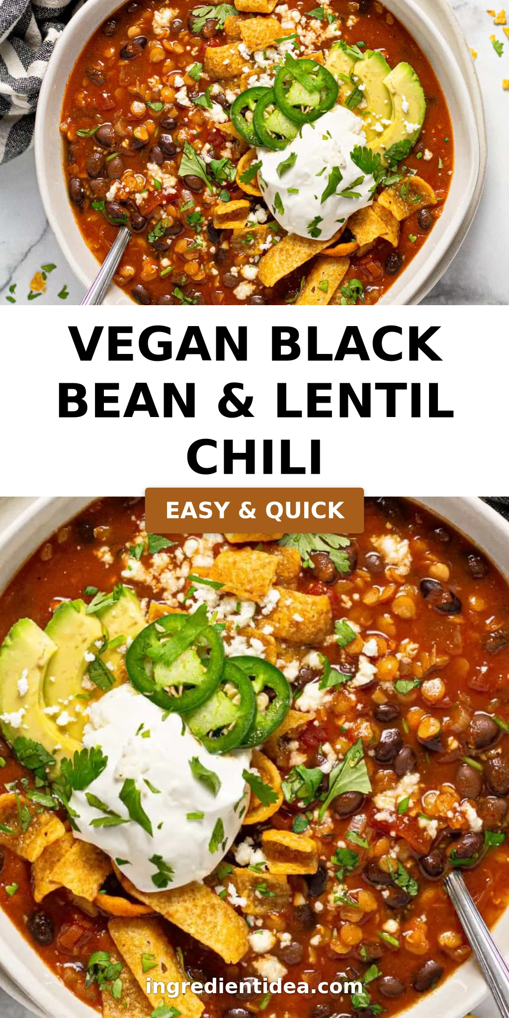 Vegan Black Bean & Lentil Chili