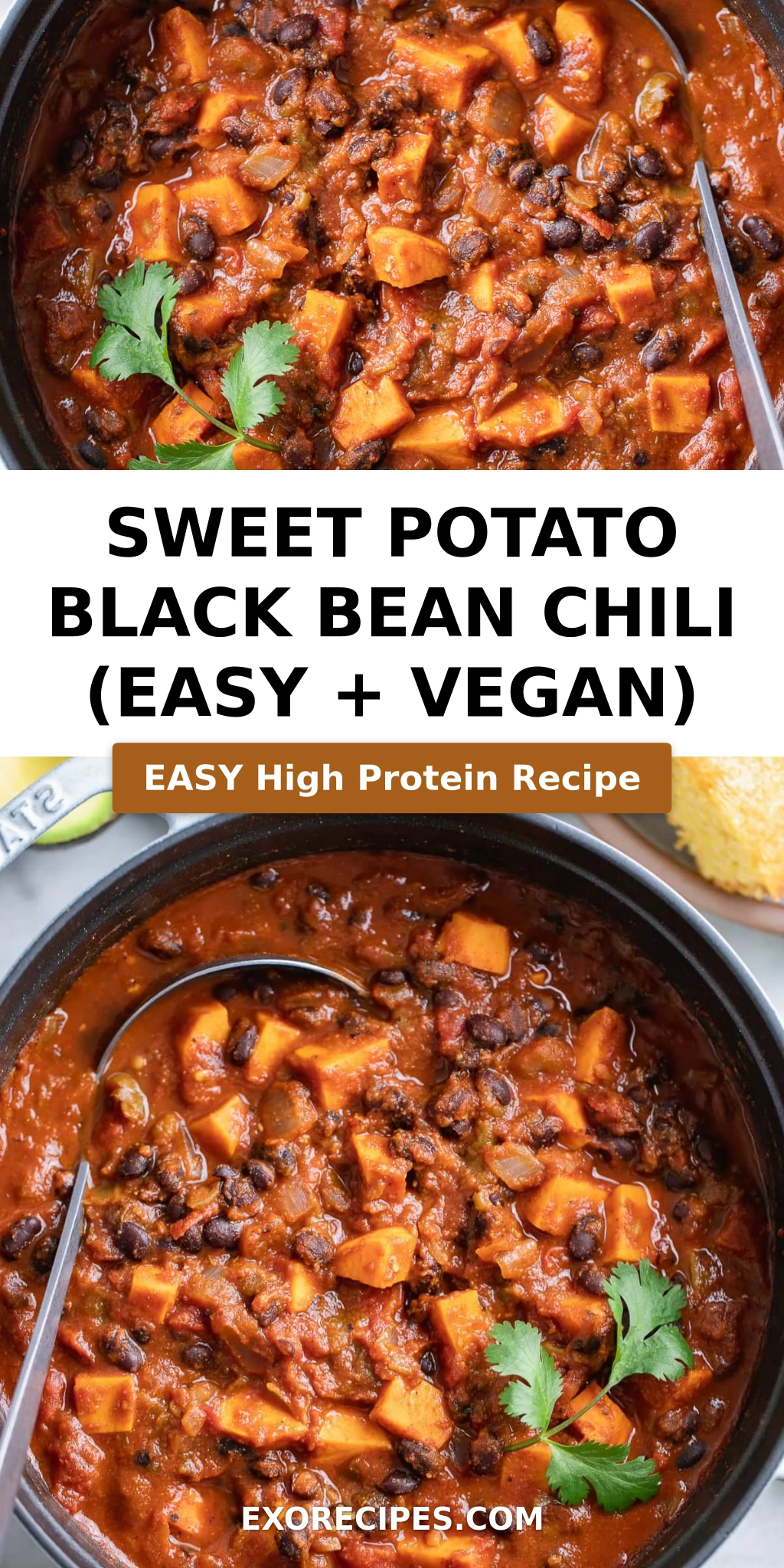 Sweet Potato Black Bean Chili (Easy + Vegan)