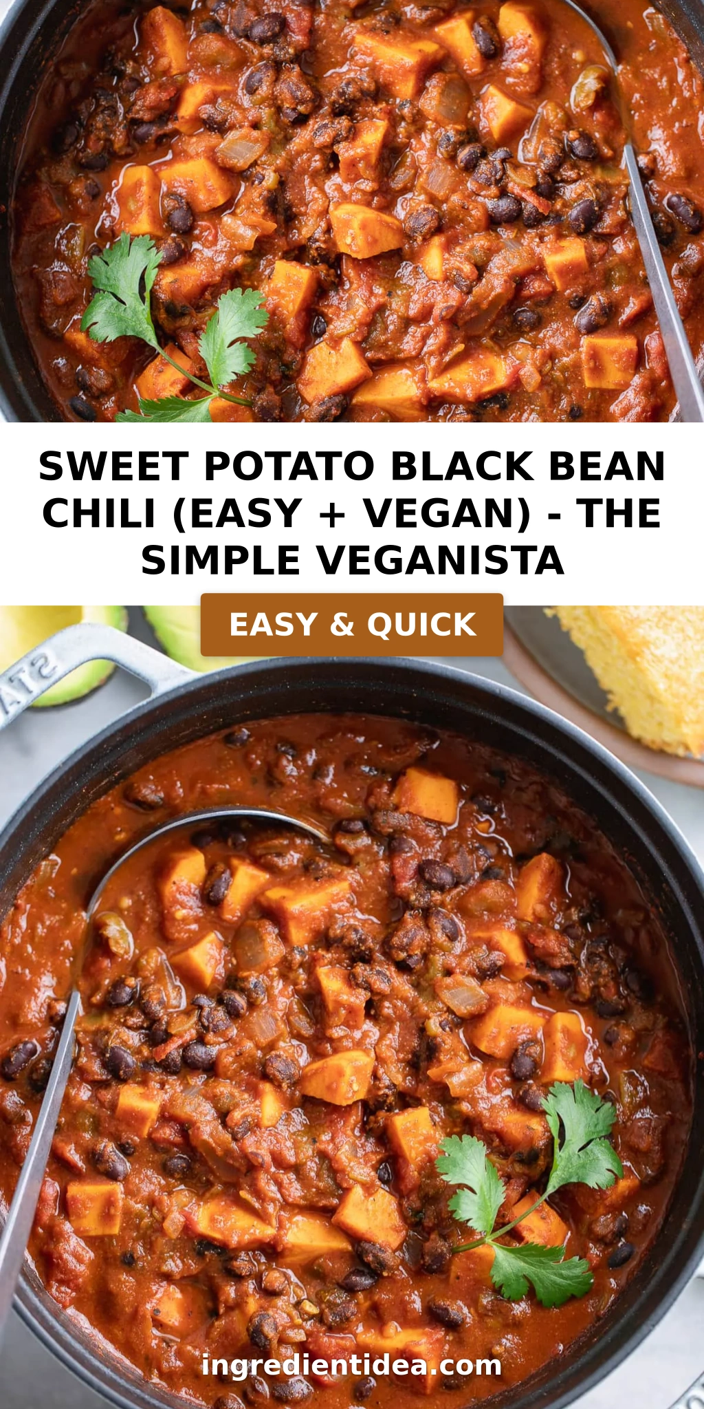 Sweet Potato Black Bean Chili (Easy + Vegan) - The Simple Veganista
