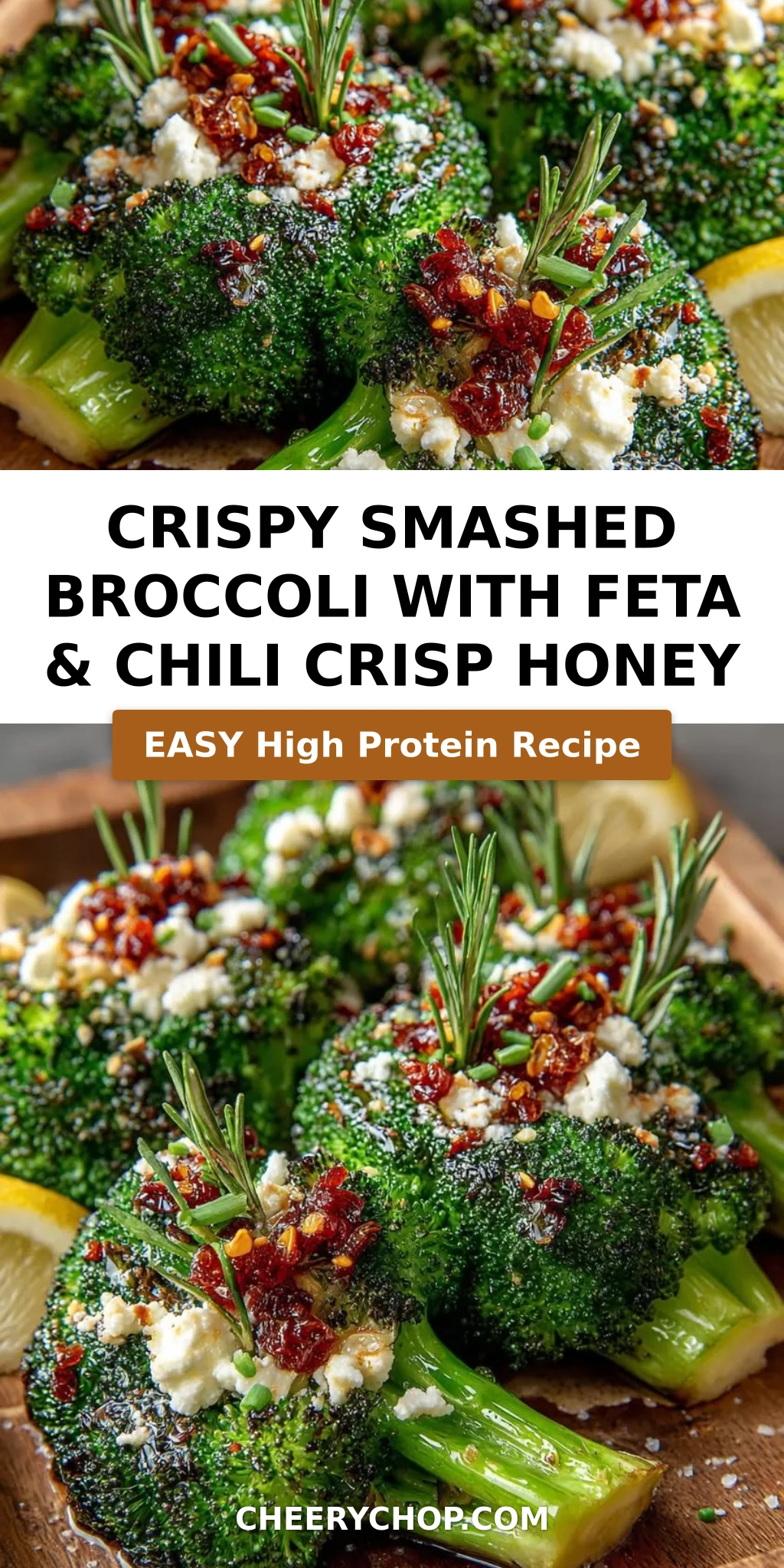 Crispy Smashed Broccoli with Feta & Chili Crisp Honey