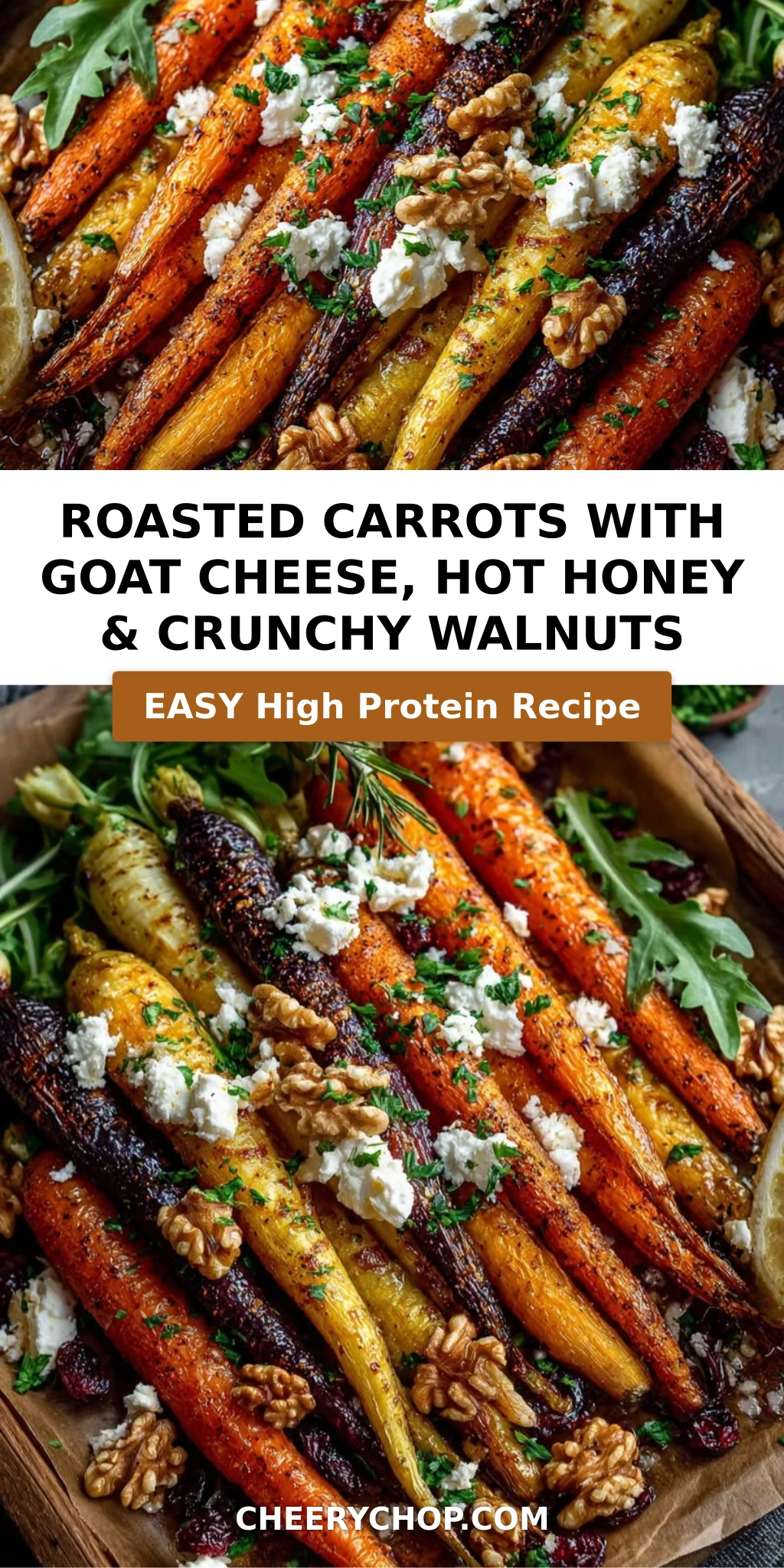 Roasted Carrots with Goat Cheese, Hot Honey & Crunchy Walnuts