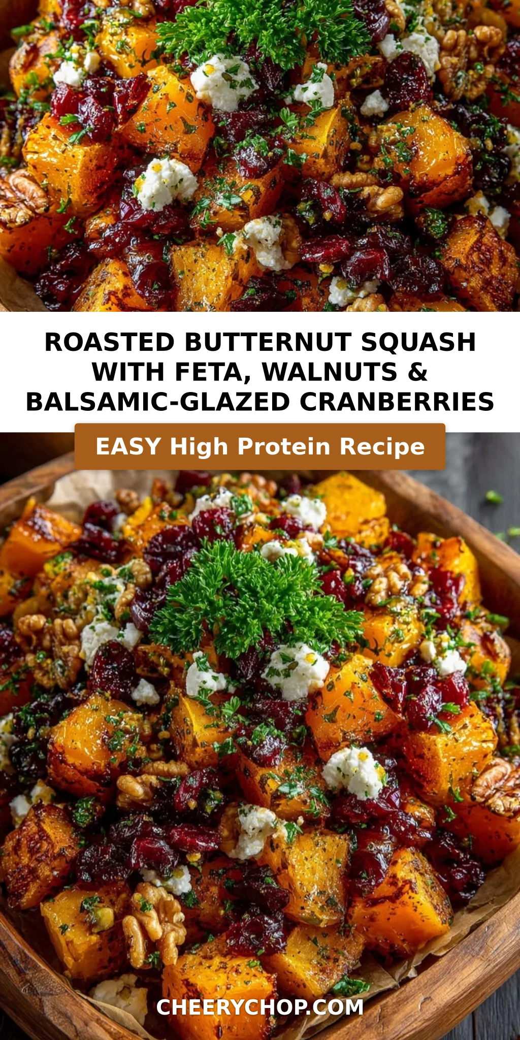 Roasted Butternut Squash with Feta, Walnuts & Balsamic-Glazed Cranberries