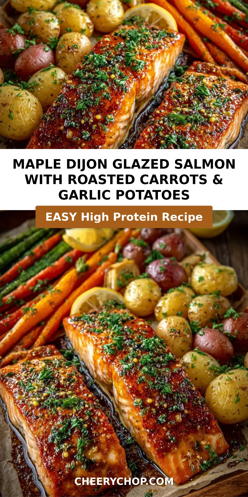 Maple Dijon Glazed Salmon with Roasted Carrots & Garlic Potatoes